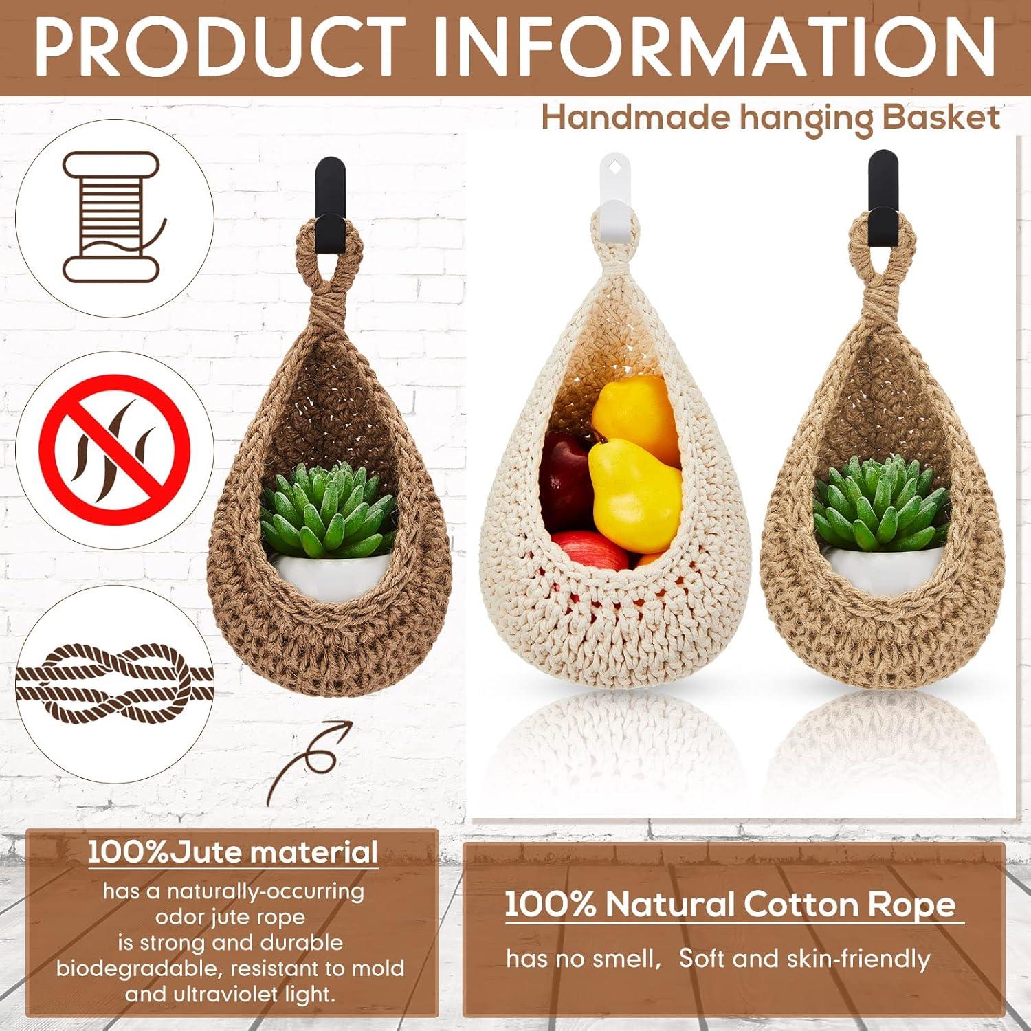 Cesta Colgante Honeydak de Algodón Bohemia 3 Tamaños Lino Claro