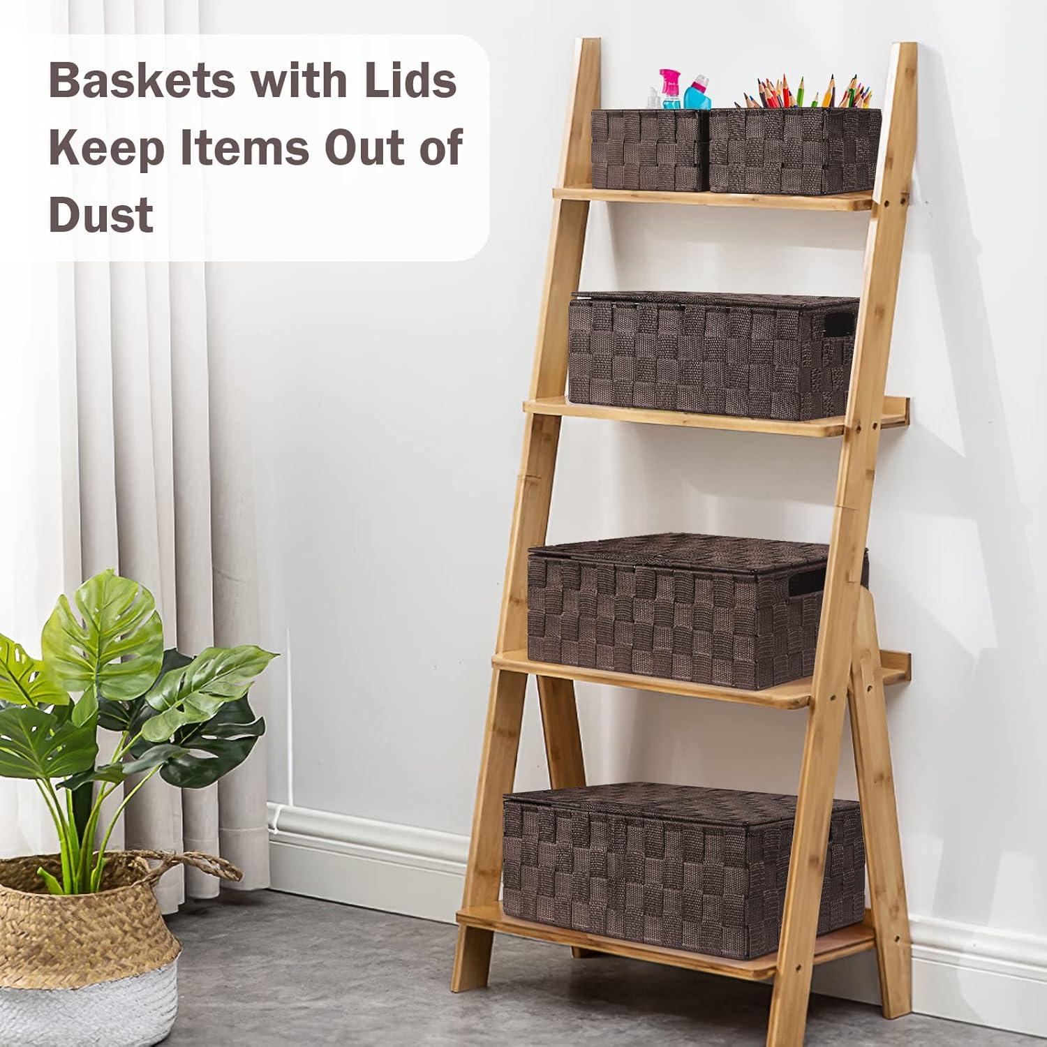 Cestas de Almacenamiento Uvellgift - 5 Piezas con Tapa Marrón