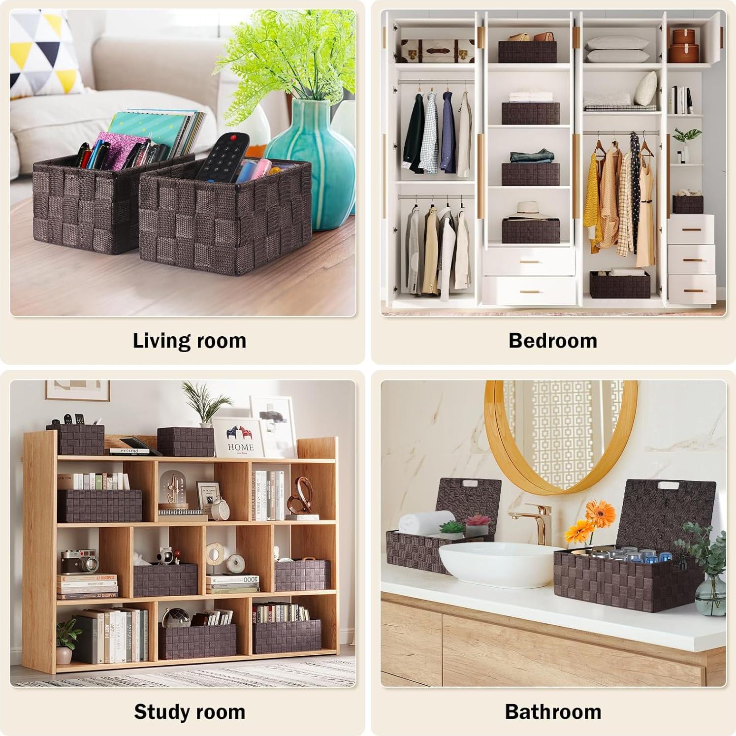 Cestas de Almacenamiento Uvellgift - 5 Piezas con Tapa Marrón