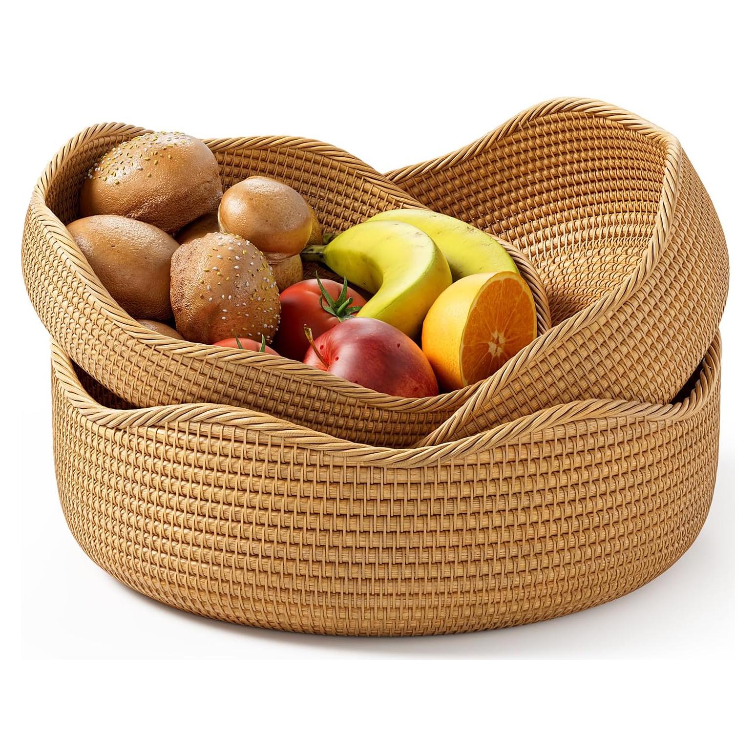 Set de 3 Cestas Redondas de Ratán LAVNTM - Almacenamiento y Picnic