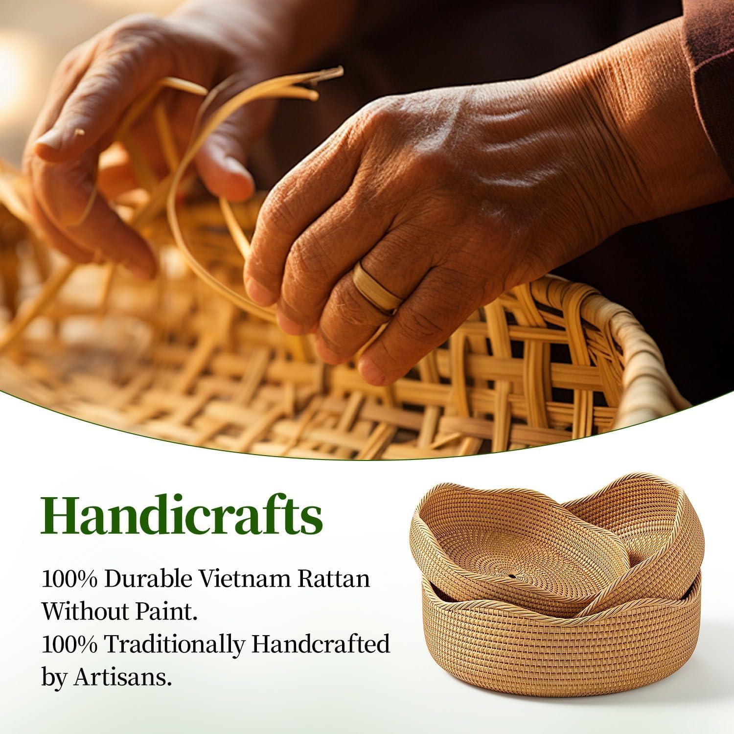 Set de 3 Cestas Redondas de Ratán LAVNTM - Almacenamiento y Picnic