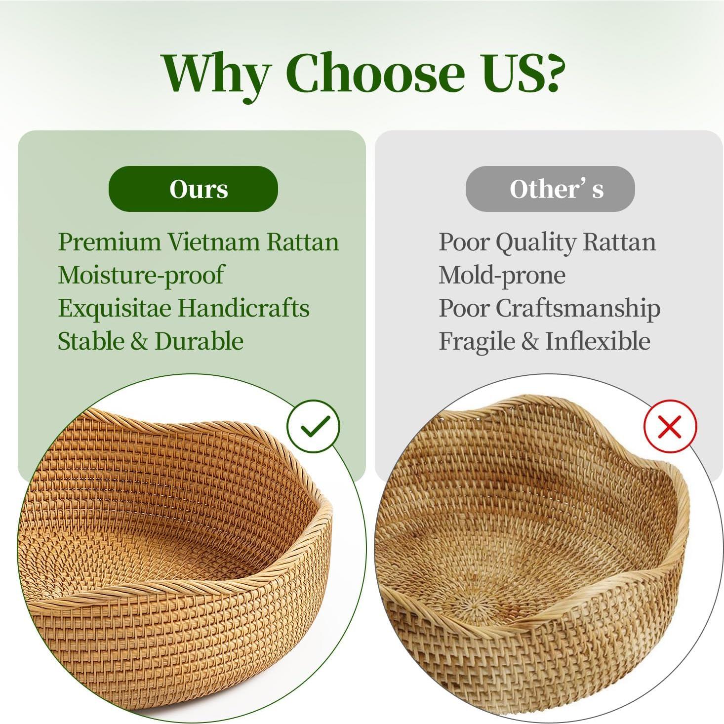 Set de 3 Cestas Redondas de Ratán LAVNTM - Almacenamiento y Picnic