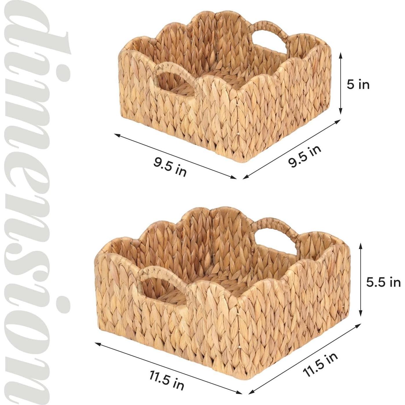 Cestas de Juncos de Agua SIEUSALEVN - Set de 2, Borde Ondulado