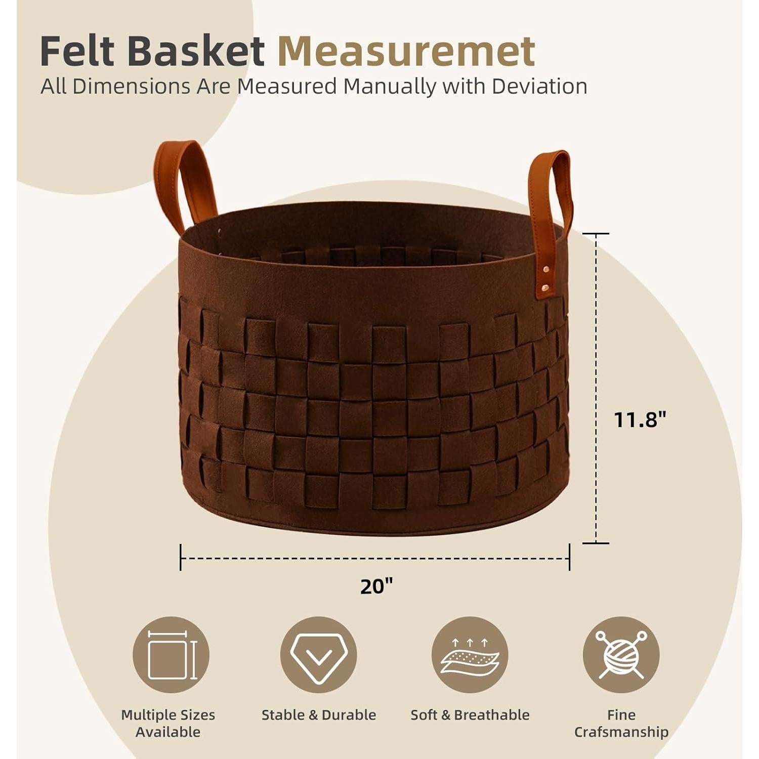 Cesta de lavandería grande BOLDMONKEY 150L Fieltro Marrón