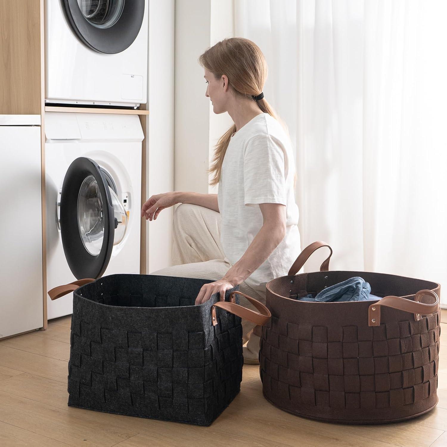 Cesta de lavandería grande BOLDMONKEY 150L Fieltro Marrón