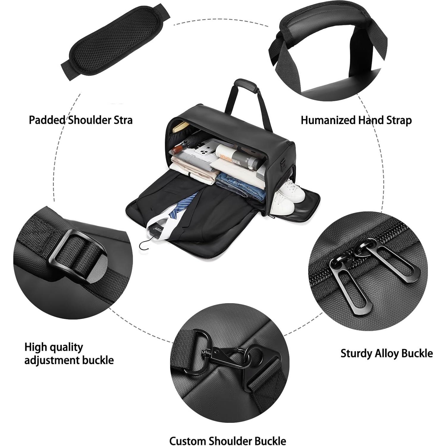 Bolsa Duffle de Ropa Impermeable Moulyan 3 en 1 con Compartimento para Zapatos