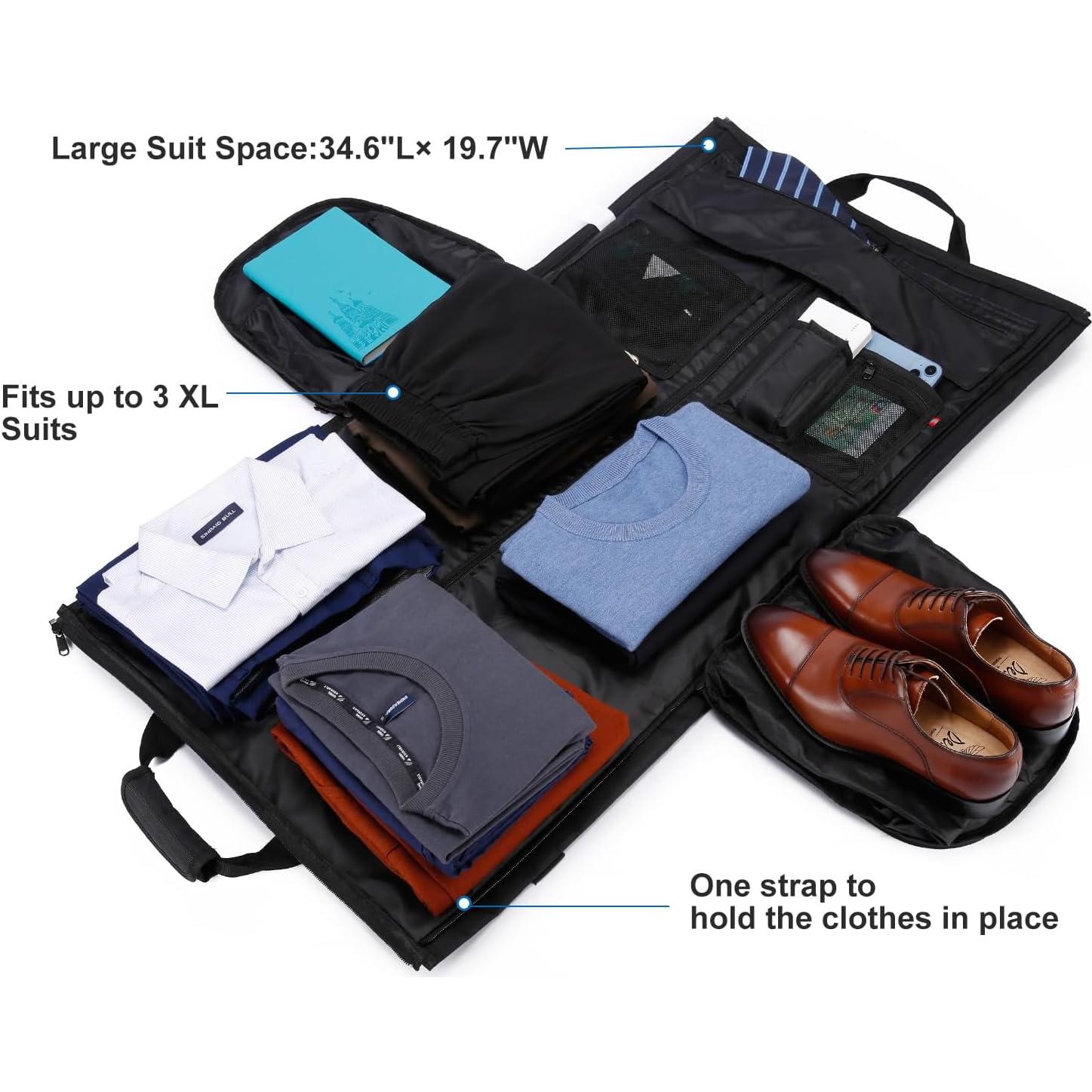 Bolsa de Ropa y Duffle 2 en 1 para Viaje 55x31x30cm Negro