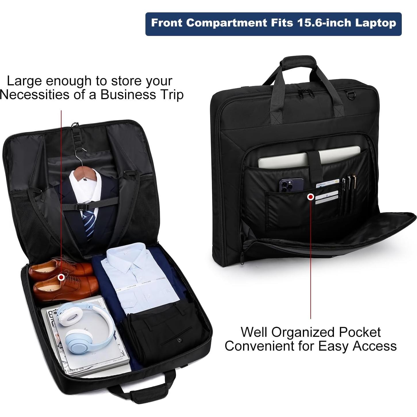 Bolsa de traje de viaje PUSLOM negra 40" para 3 trajes