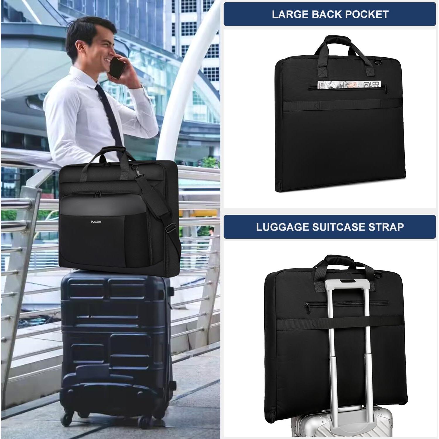 Bolsa de traje de viaje PUSLOM negra 40" para 3 trajes