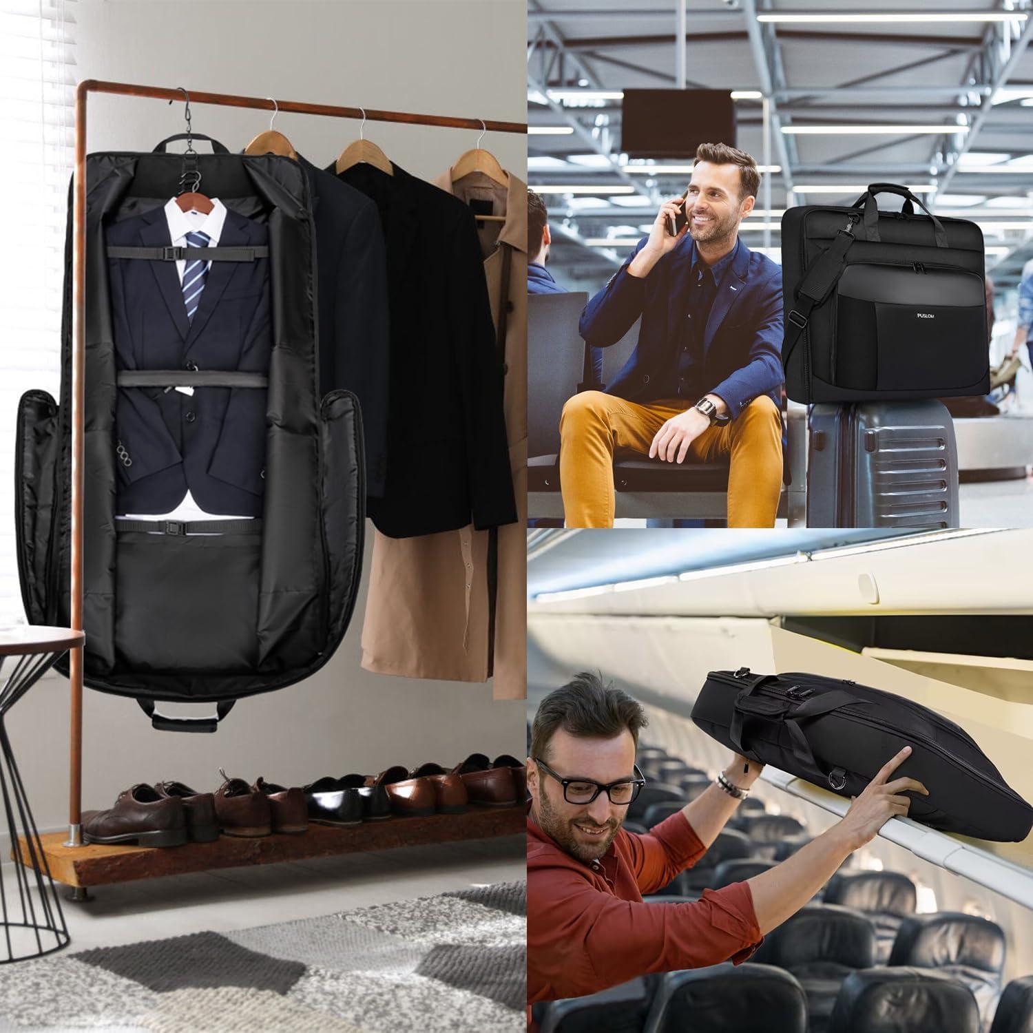 Bolsa de traje de viaje PUSLOM negra 40" para 3 trajes