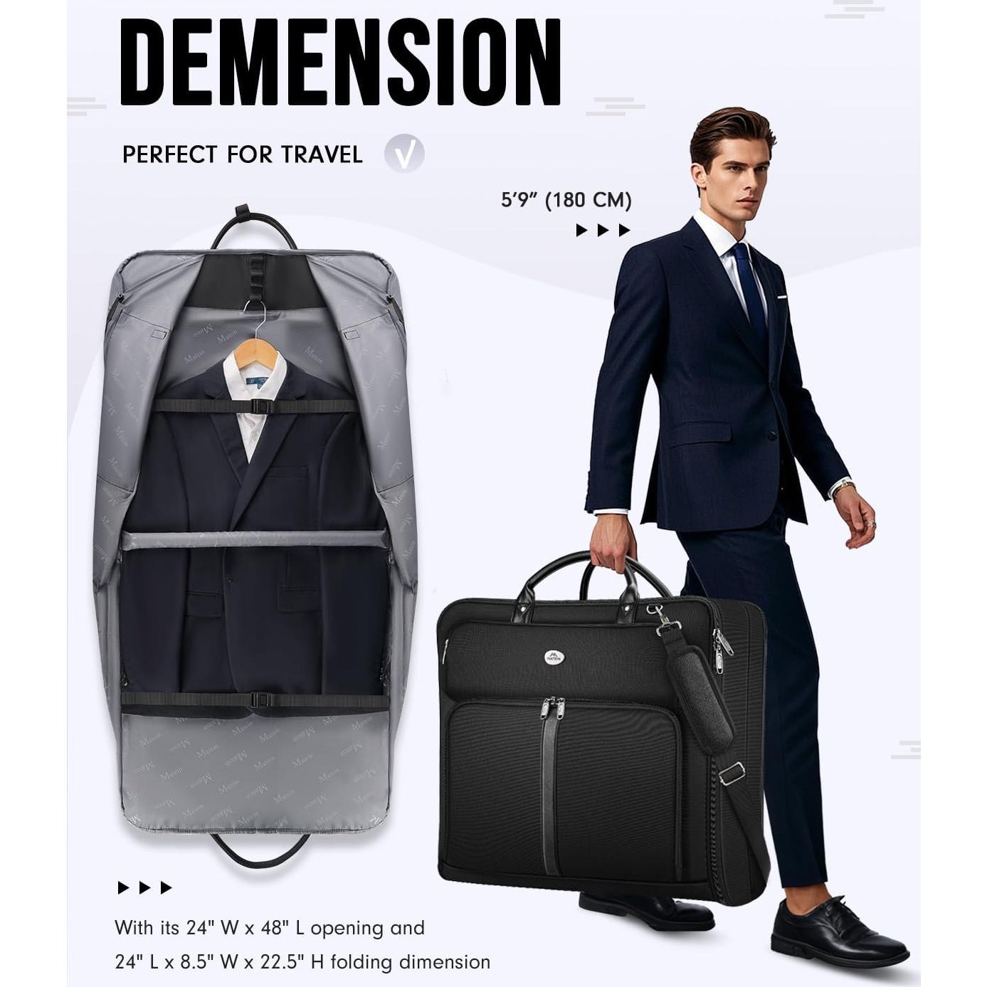 Bolsa de Traje de Viaje MATEIN para Hombre - Negra, 1.81 kg