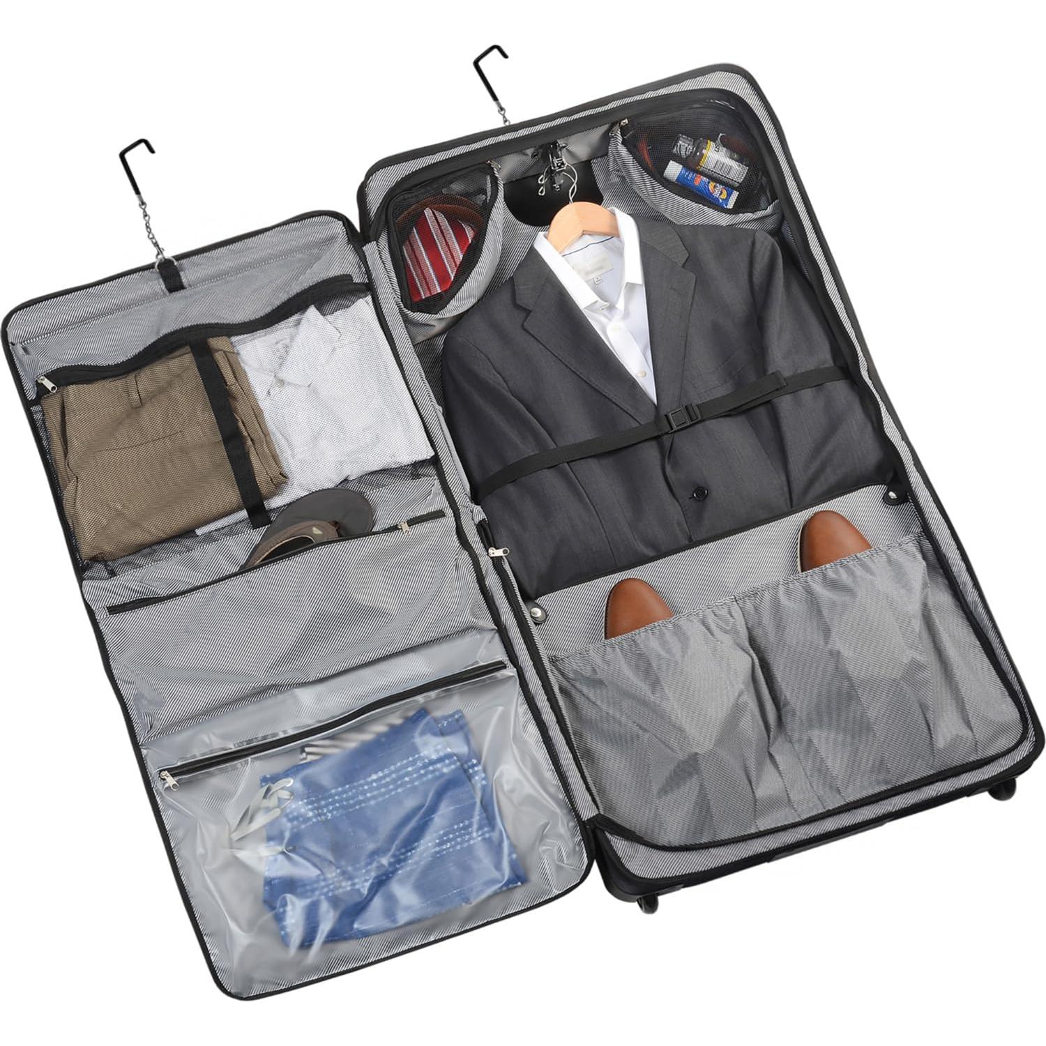 WallyBags® Solutions Rolling Garment Bag, Multiple Hangers and Made for Men and Women
