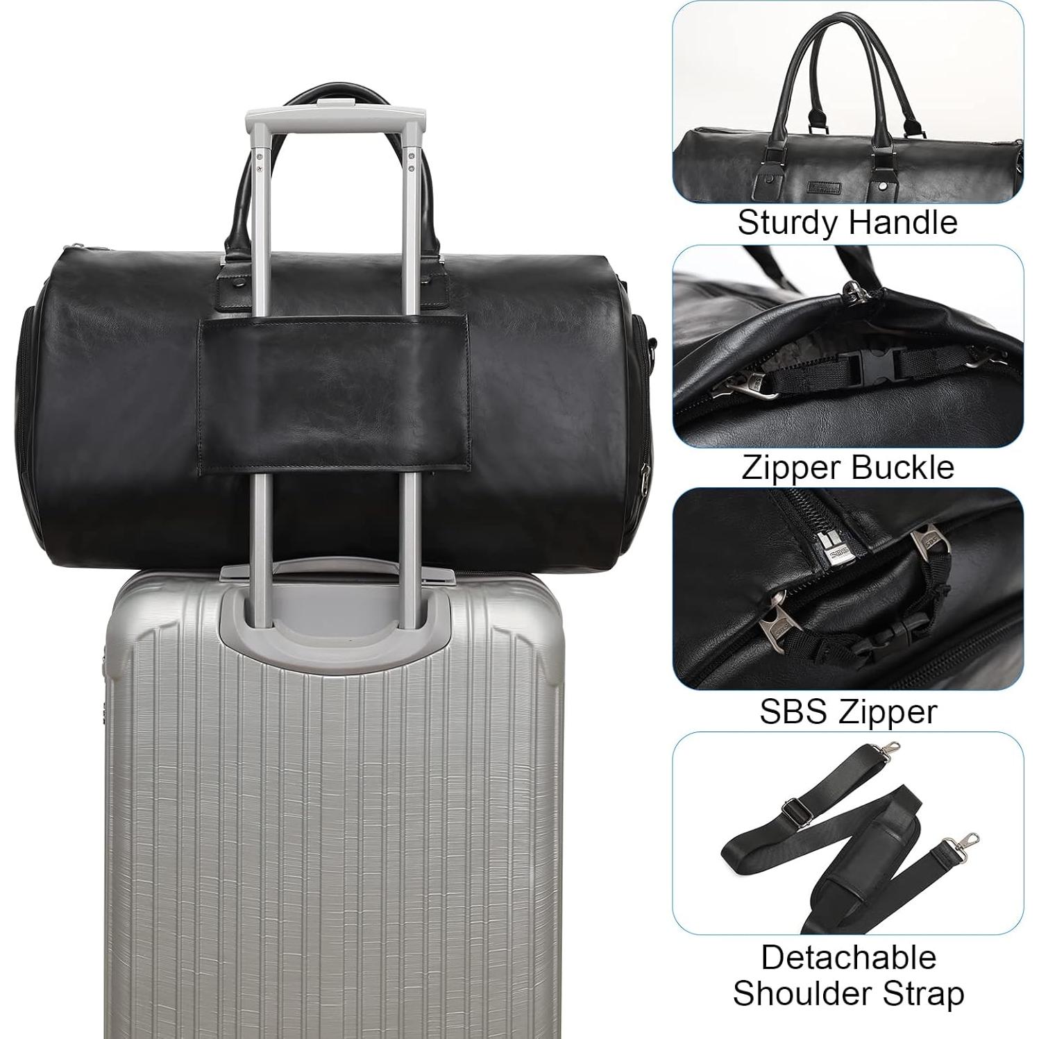 Bolsa de Garment Modoker de Cuero Negro 45L para Viajes