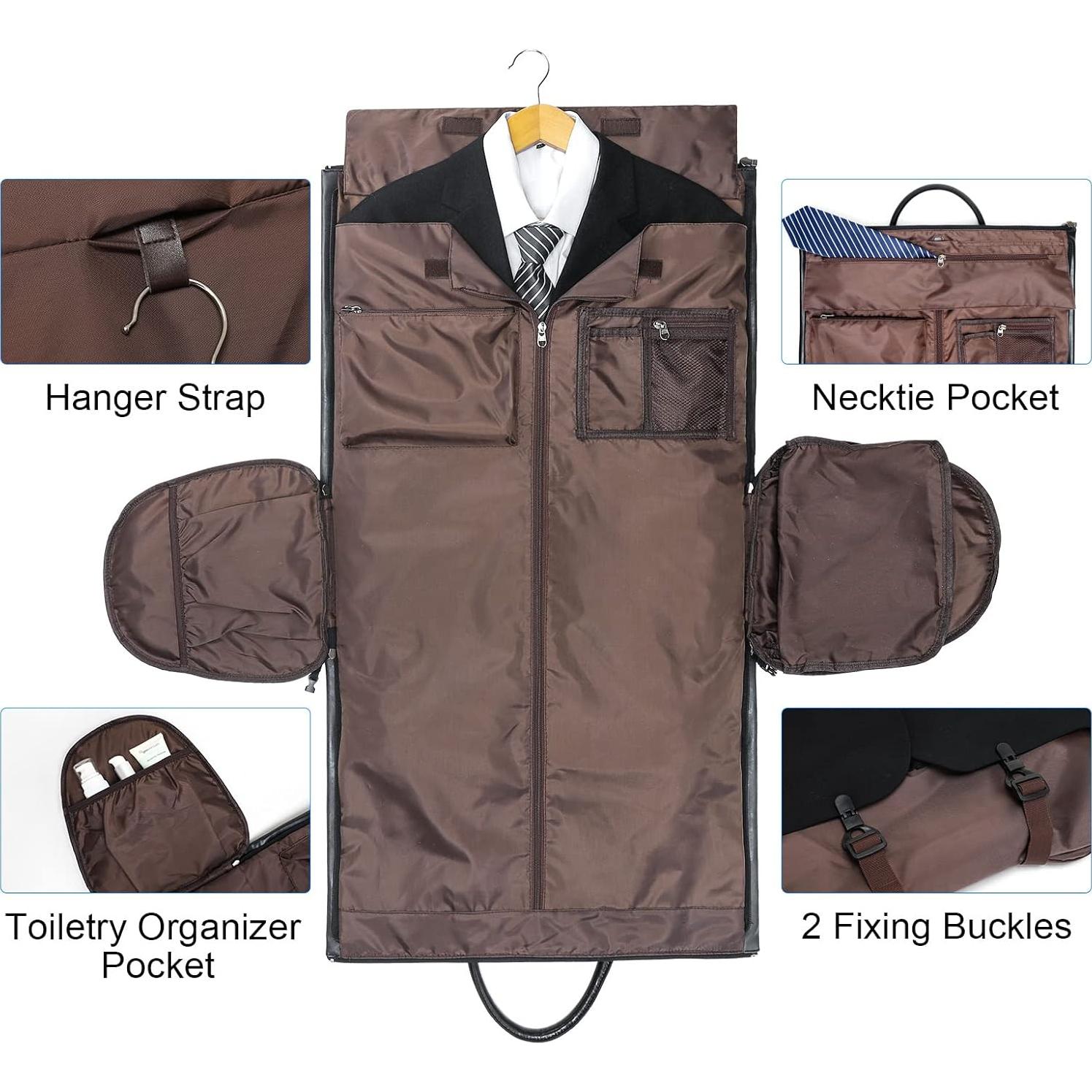 Bolsa de Garment Modoker de Cuero Negro 45L para Viajes