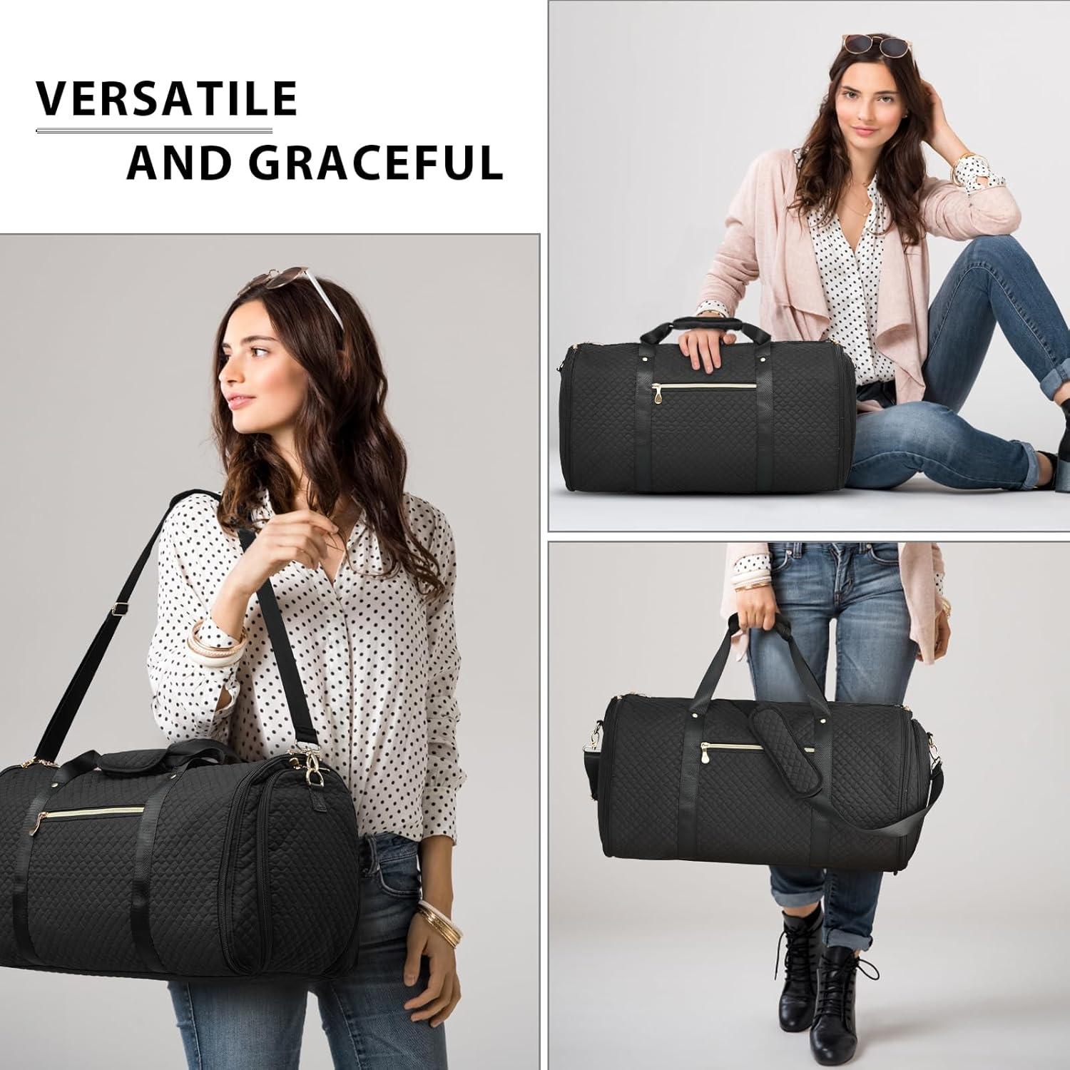 Bolsa de viaje Coolife 2 en 1 con bolsa para zapatos - Negro