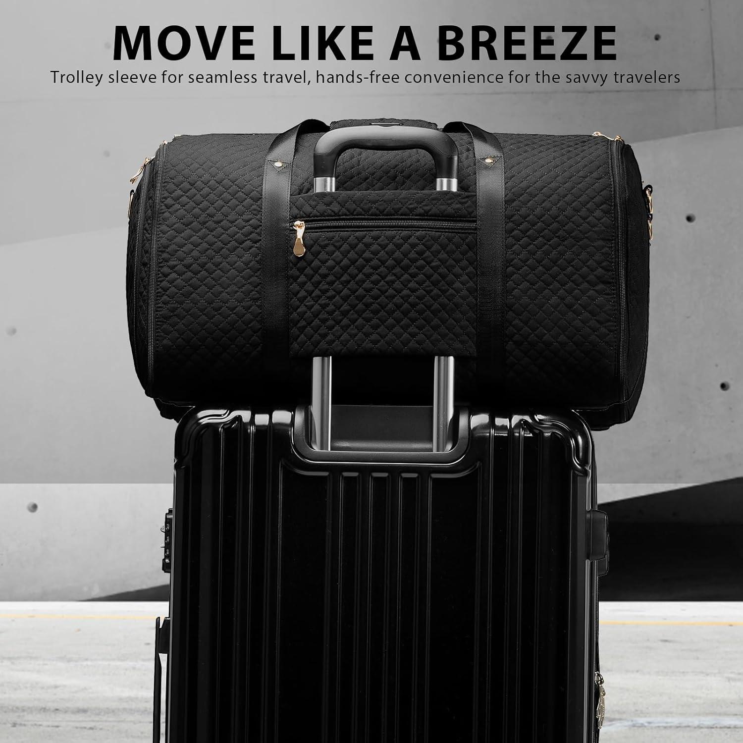 Bolsa de viaje Coolife 2 en 1 con bolsa para zapatos - Negro