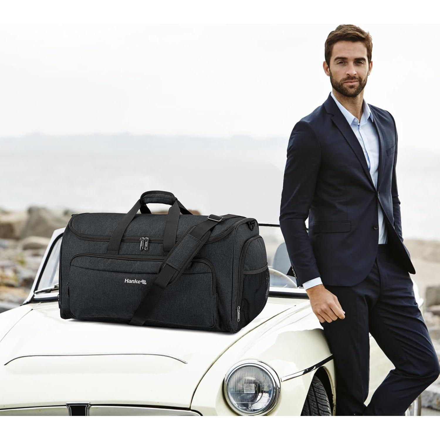 Bolsa de Viaje Hanke Duffle Negra 2 en 1 con Compartimento para Zapatos