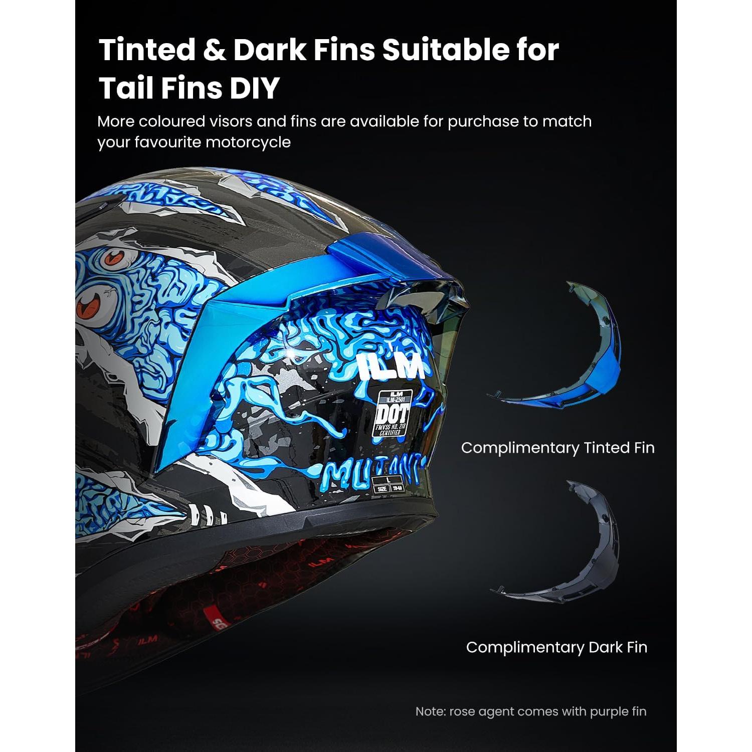 Casco de Motocicleta ILM Z501 Azul Manta X-Large con Visera