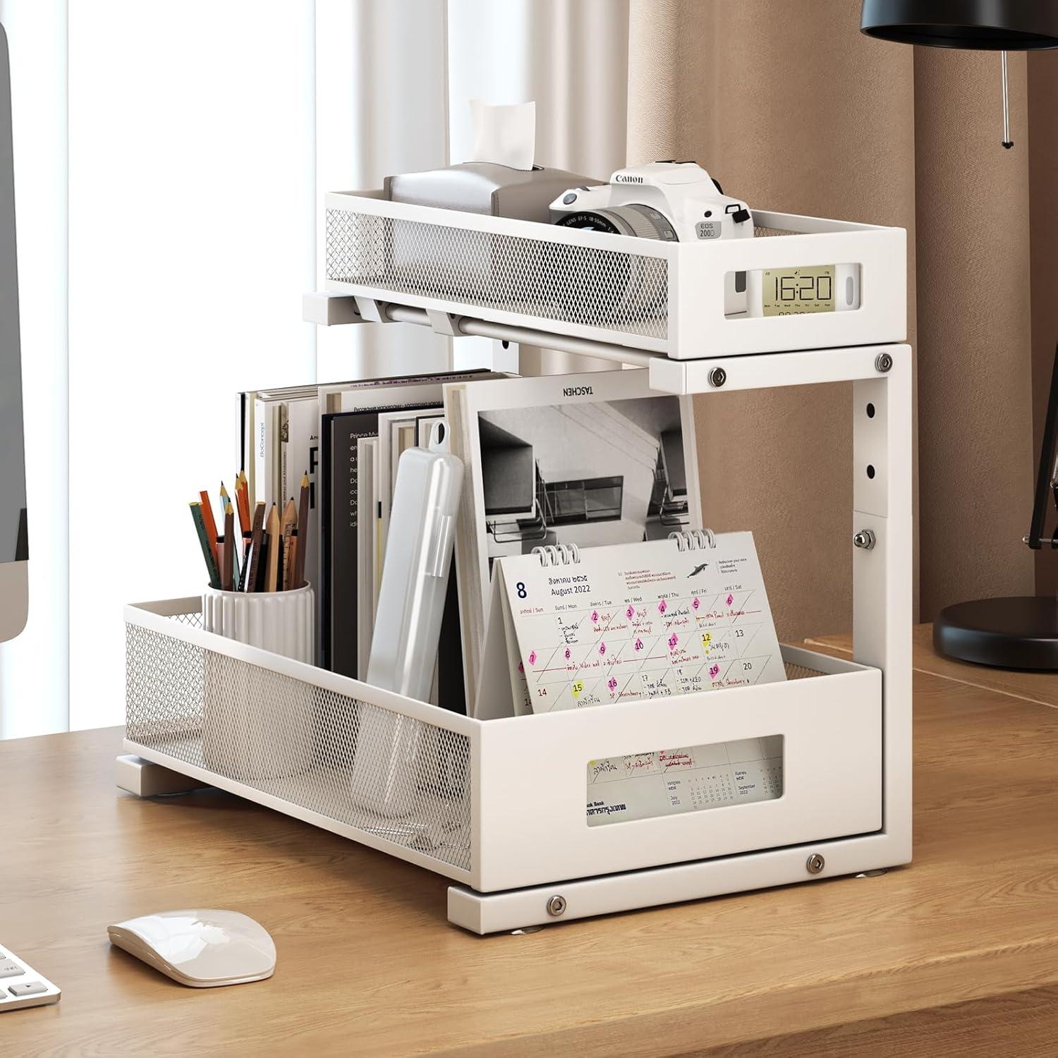 Organizador Bajo Fregadero Biboraya 2 Niveles Ajustable Blanco