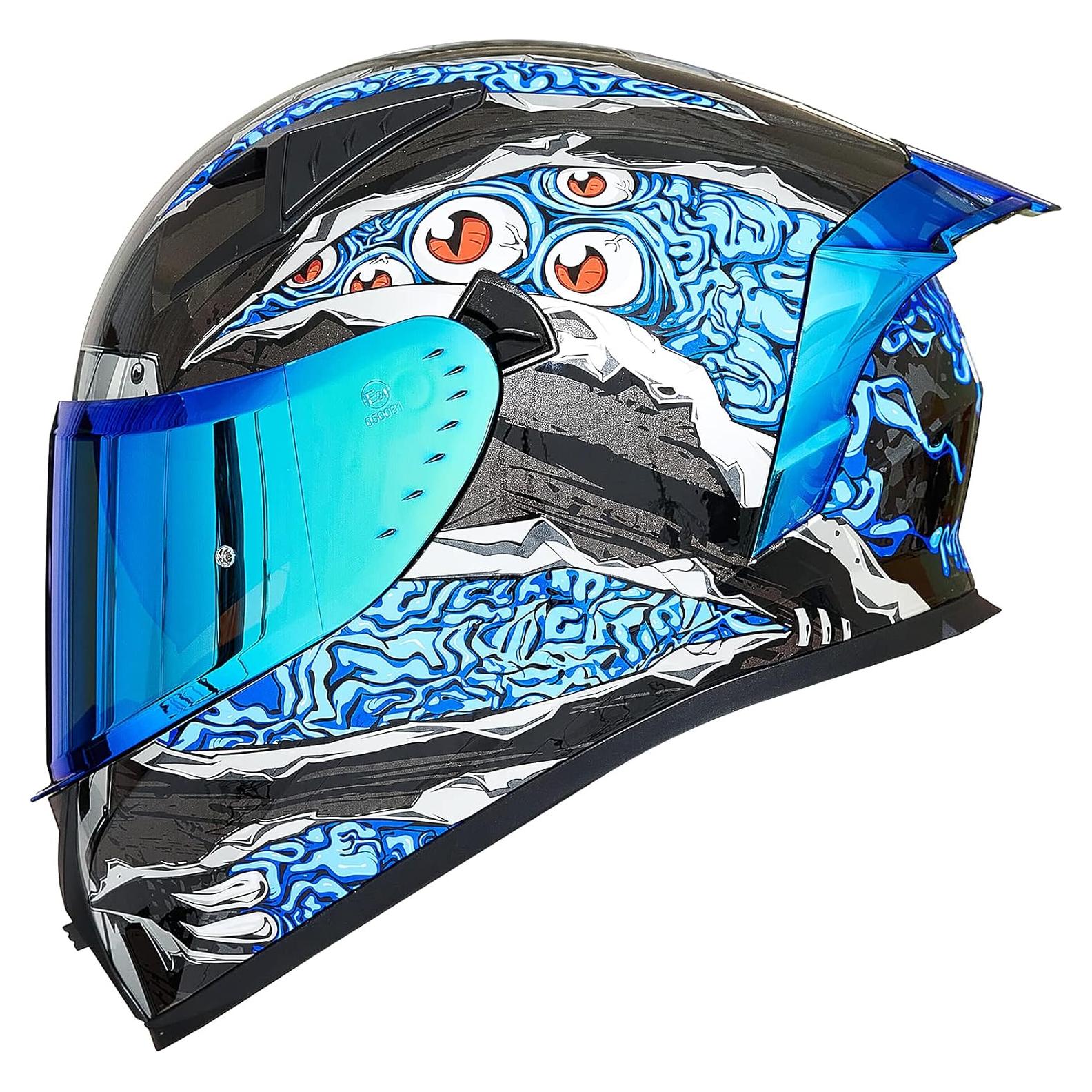 Casco de Motocicleta ILM Z501 Cara Completa Manta Azul XXL