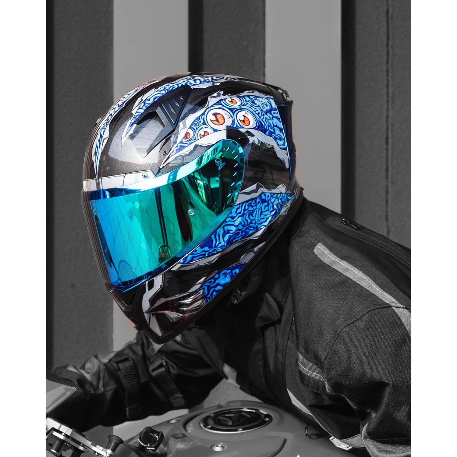 Casco de Motocicleta ILM Z501 Cara Completa Manta Azul XXL