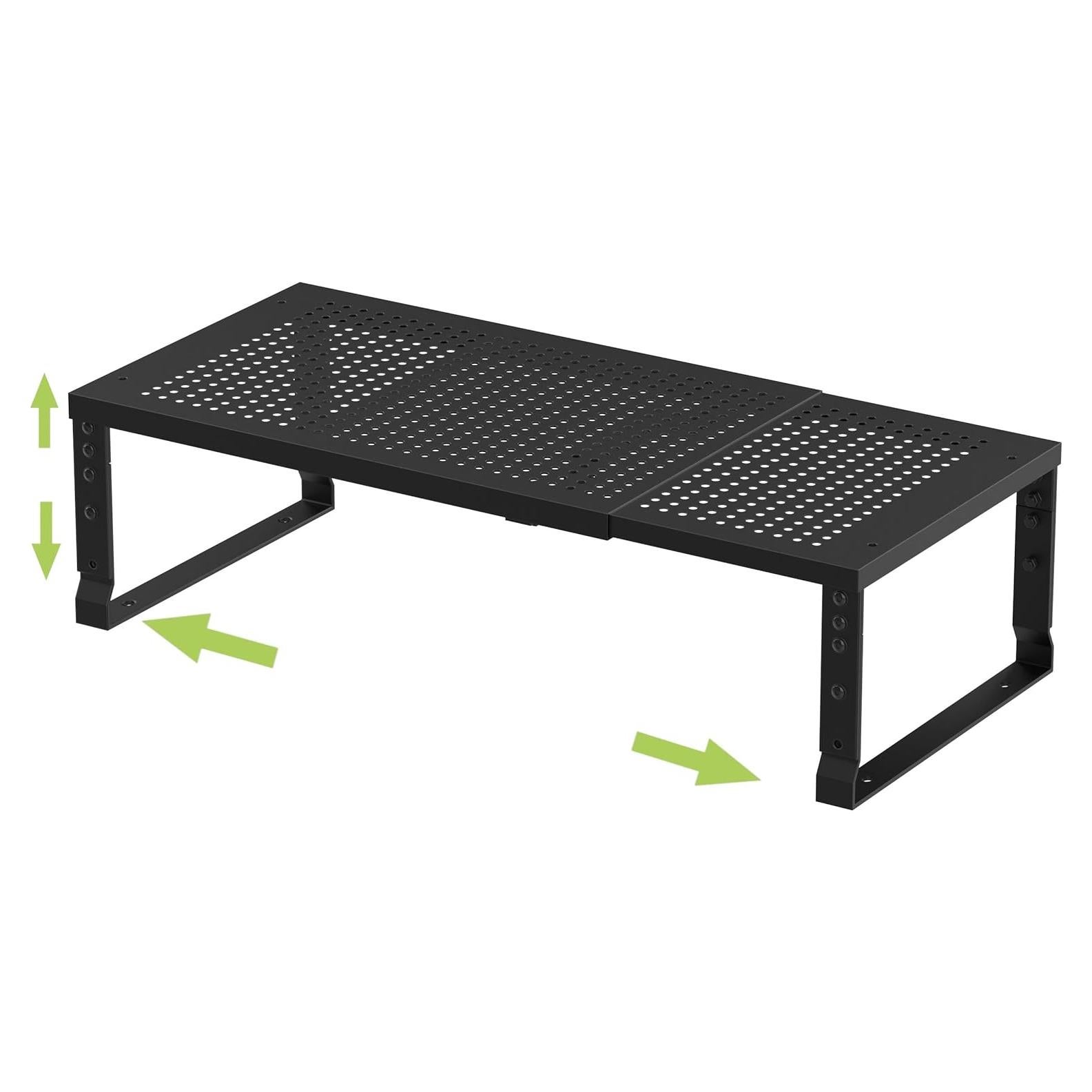 Expandable Adjustable Stackable Kitchen Organizer, Spice Rack,Metal Pantry Storage Shelves Racks,Counter Shelf for Cabinets, Countertop, Cupboard(1 Pack/Medium/Black)