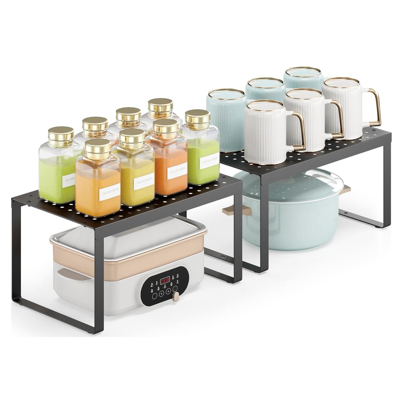 Estantes Apilables DOLALIKE para Gabinete - Negro, Juego de 2