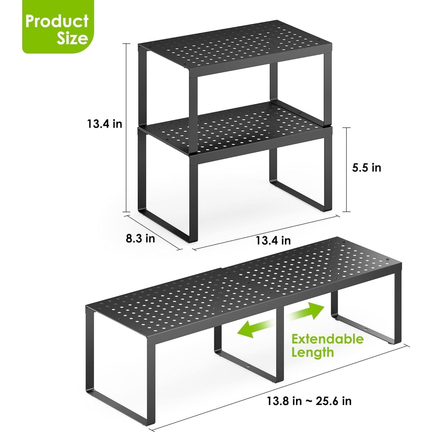 Estantes Apilables DOLALIKE para Gabinete - Negro, Juego de 2