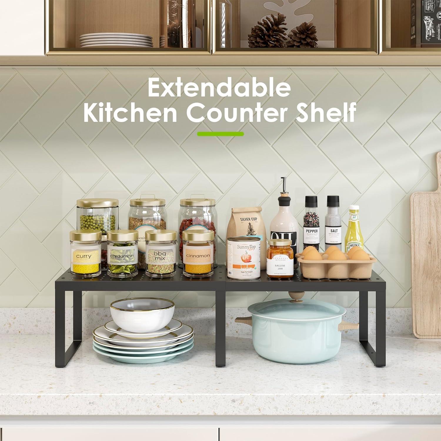 Estantes Apilables DOLALIKE para Gabinete - Negro, Juego de 2