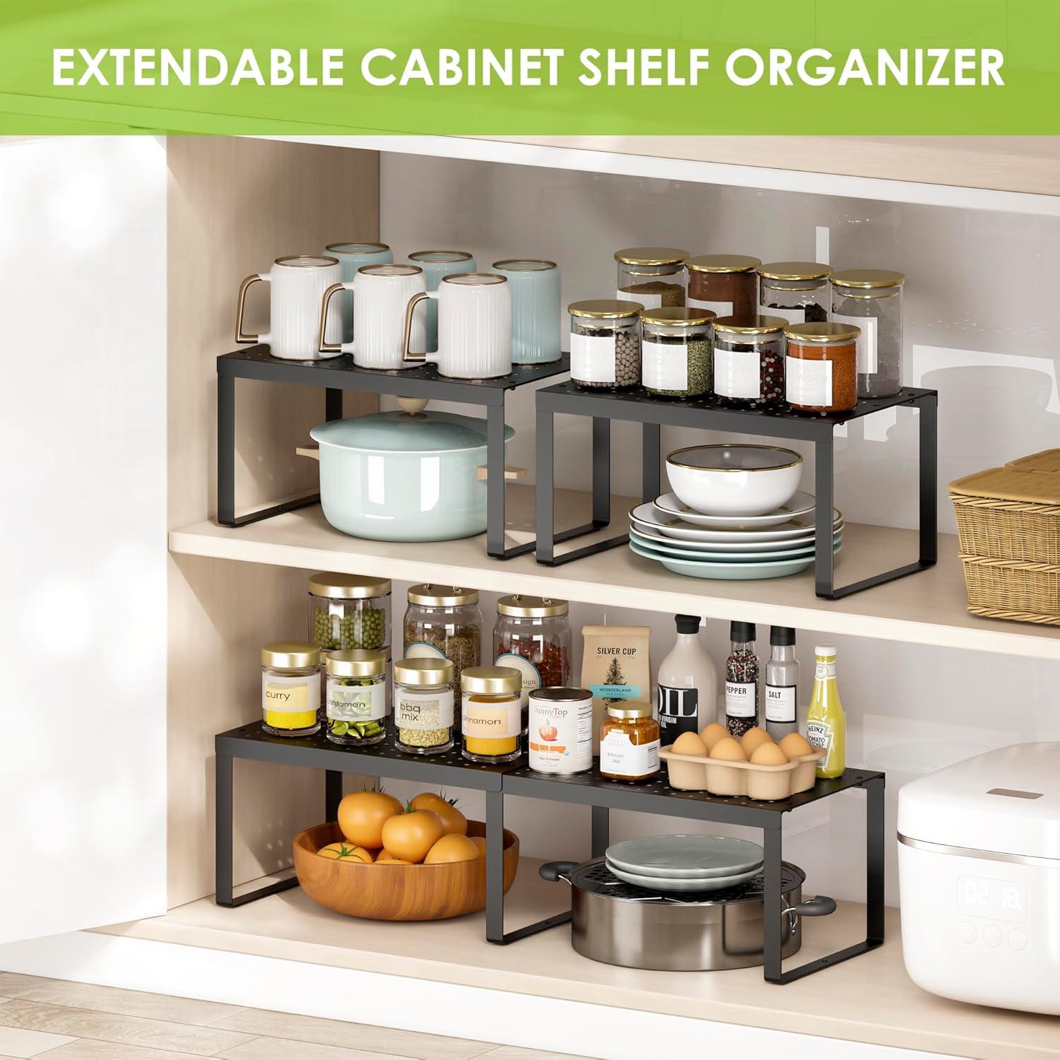 Estantes Apilables DOLALIKE para Gabinete - Negro, Juego de 2