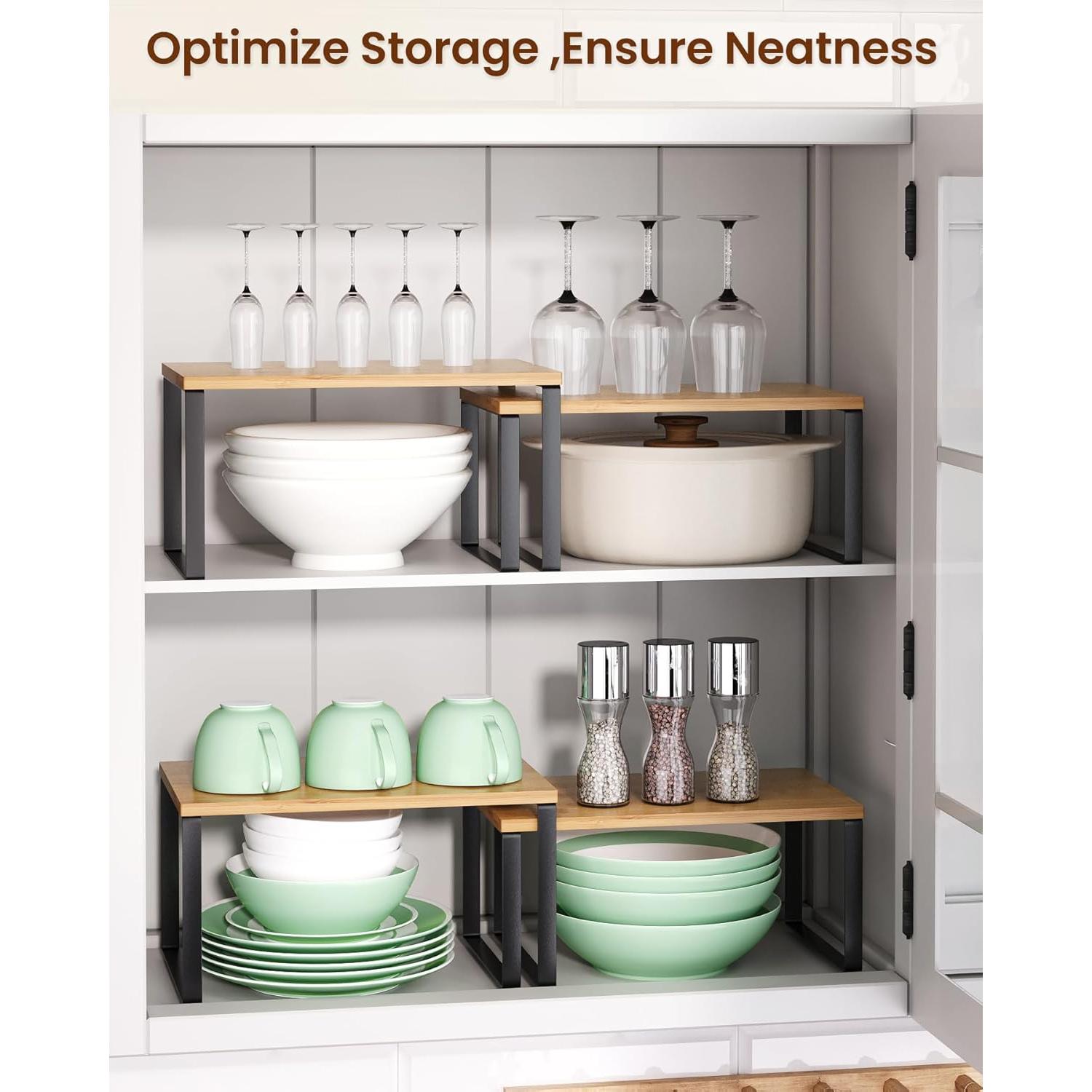 Juego de 2 estantes de bambú Danfoxer para cocina 30 cm