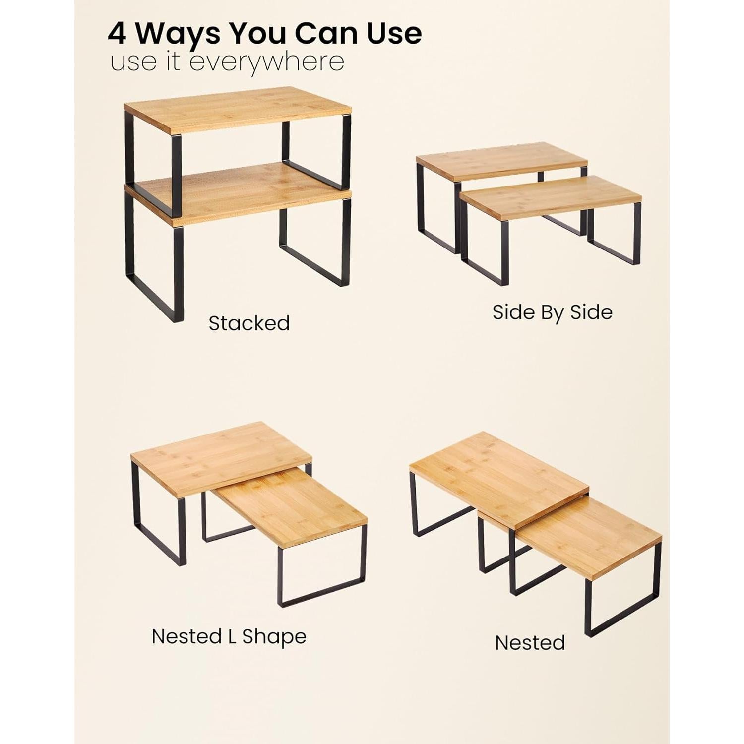 Juego de 2 estantes de bambú Danfoxer para cocina 30 cm