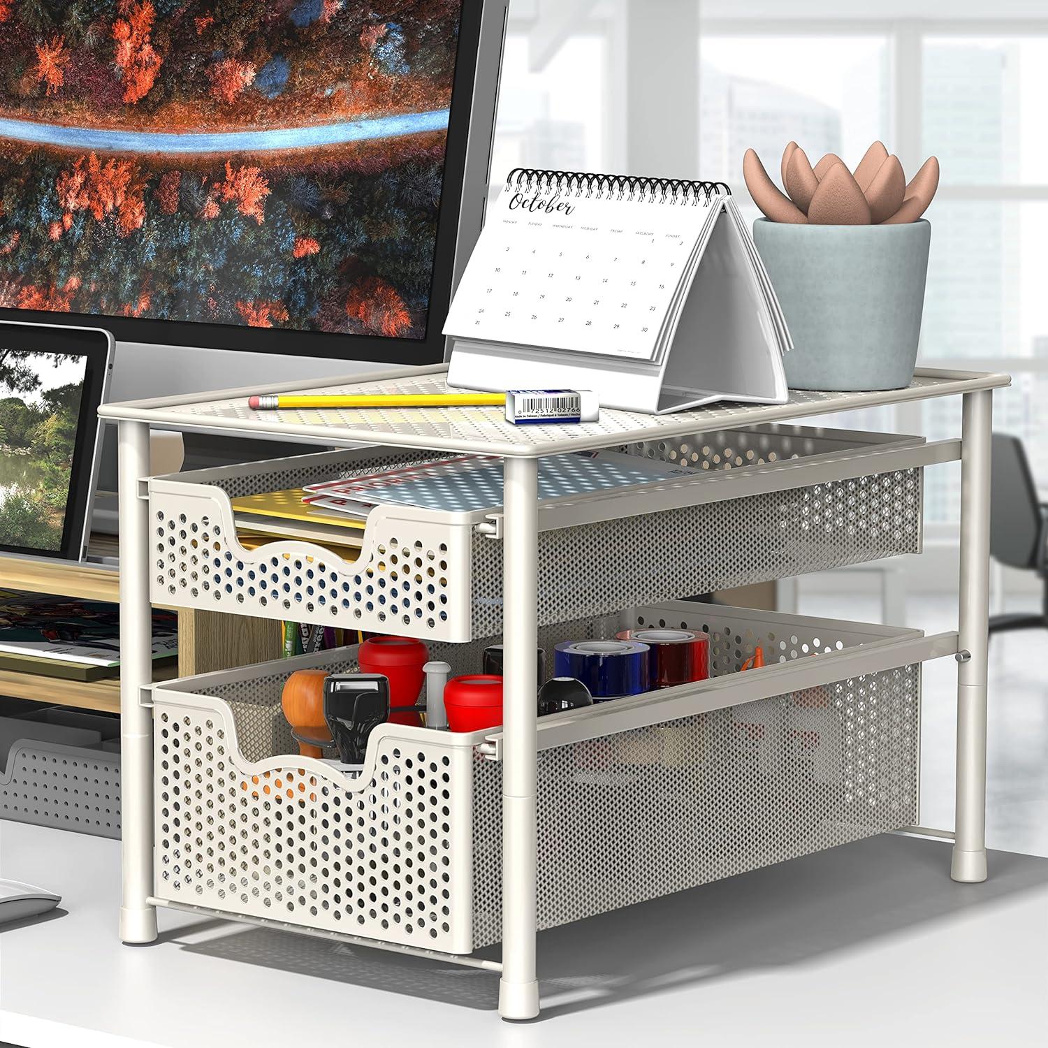 Organizador de Cajones Apilable Simple Houseware 2 Niveles Blanco