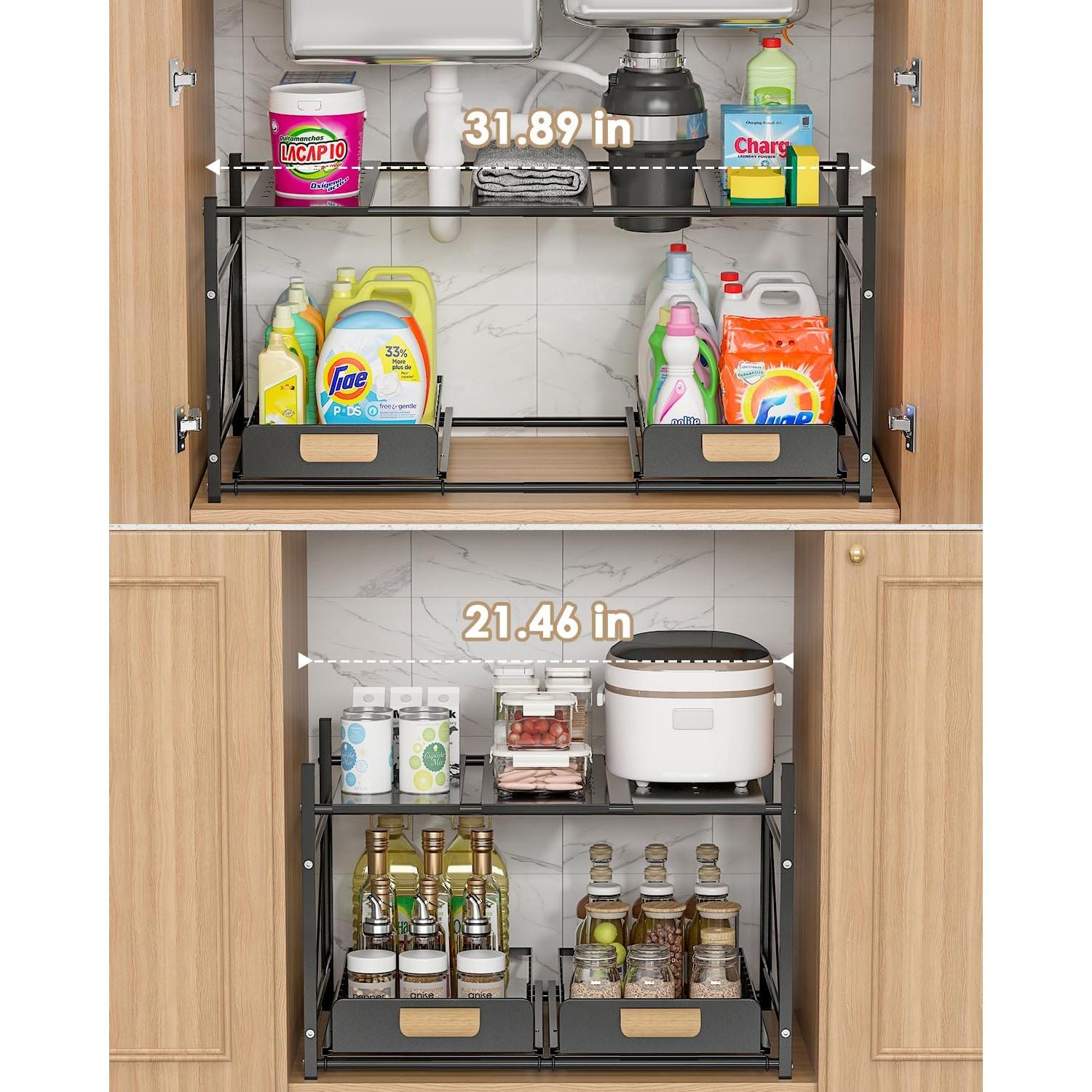 Organizador Bajo Fregadero REALINN Expandible 2 Niveles Negro