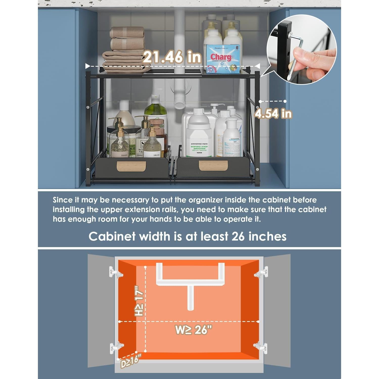 Organizador Bajo Fregadero REALINN Expandible 2 Niveles Negro