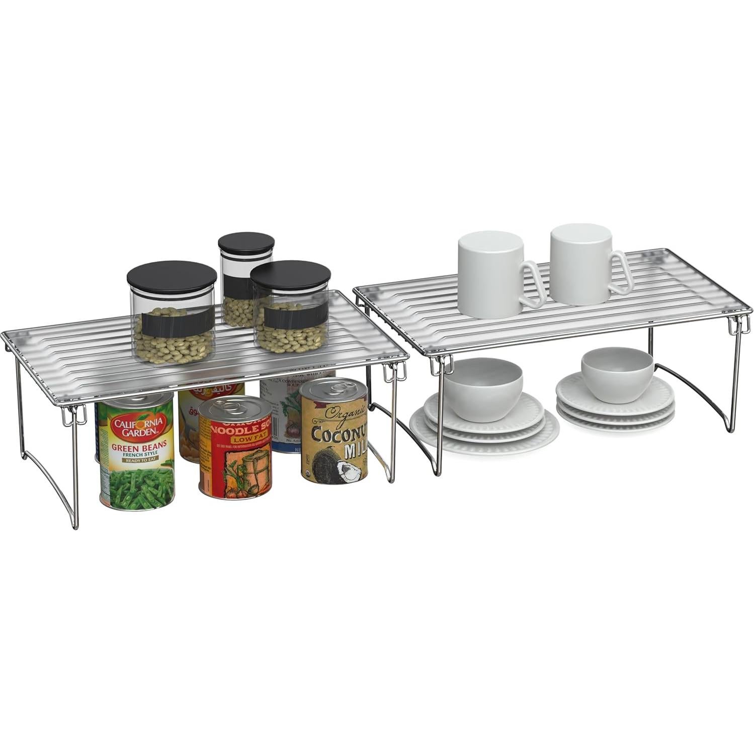 Organizador Apilable Deco Brothers 2 Estantes Cromo 38.1x22.2cm