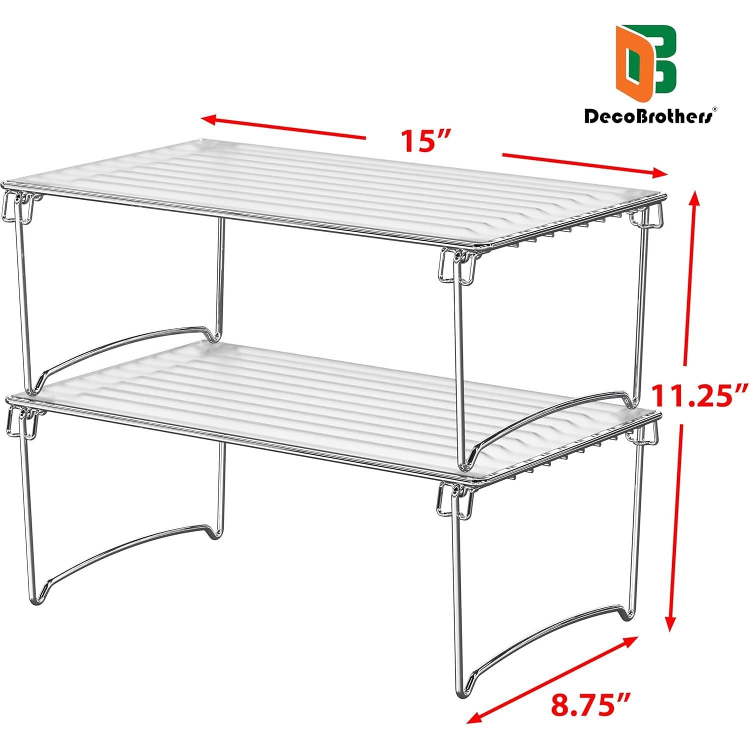 Organizador Apilable Deco Brothers 2 Estantes Cromo 38.1x22.2cm