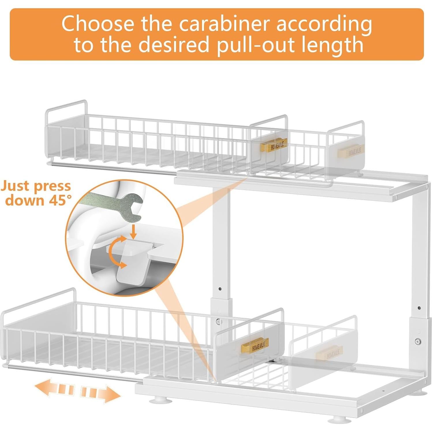 Organizador Bajo Fregadero HOMEAILIE Blanco 2 Niveles Ajustable