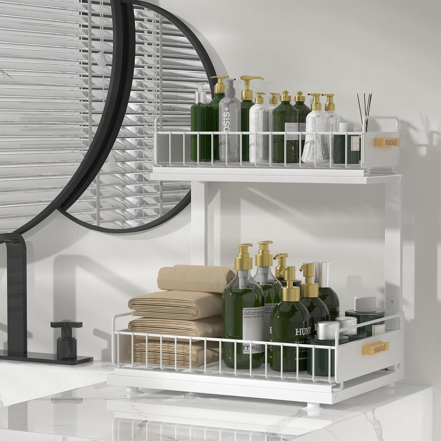 Organizador Bajo Fregadero HOMEAILIE Blanco 2 Niveles Ajustable