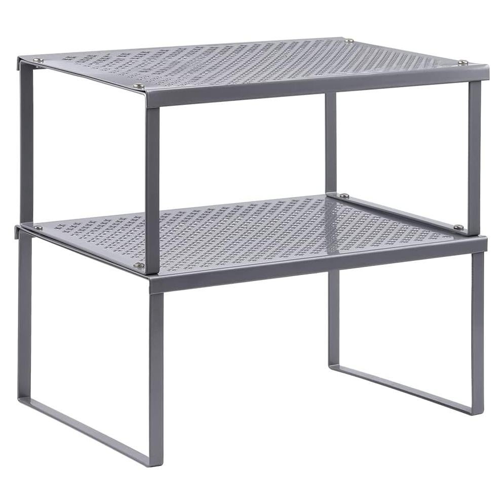 Organizador de Estante de Cocina NEX, Juego de 2 Apilables, Metal Plateado
