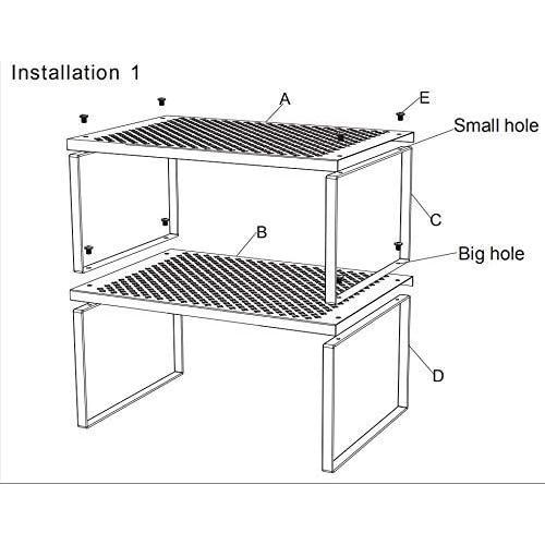 Organizador de Estante de Cocina NEX, Juego de 2 Apilables, Metal Plateado