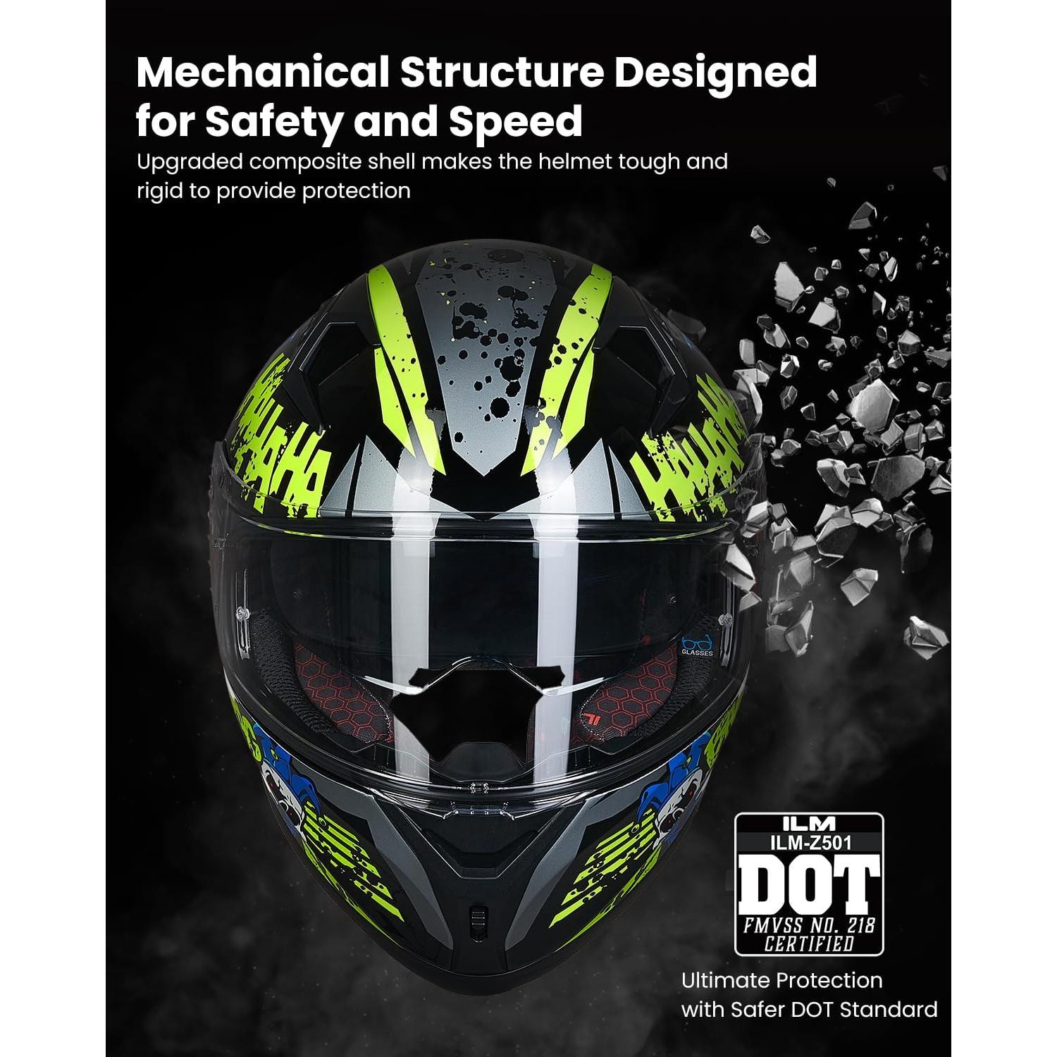 Casco de Motocicleta ILM Z501 Amarillo Sorpresa X-Large