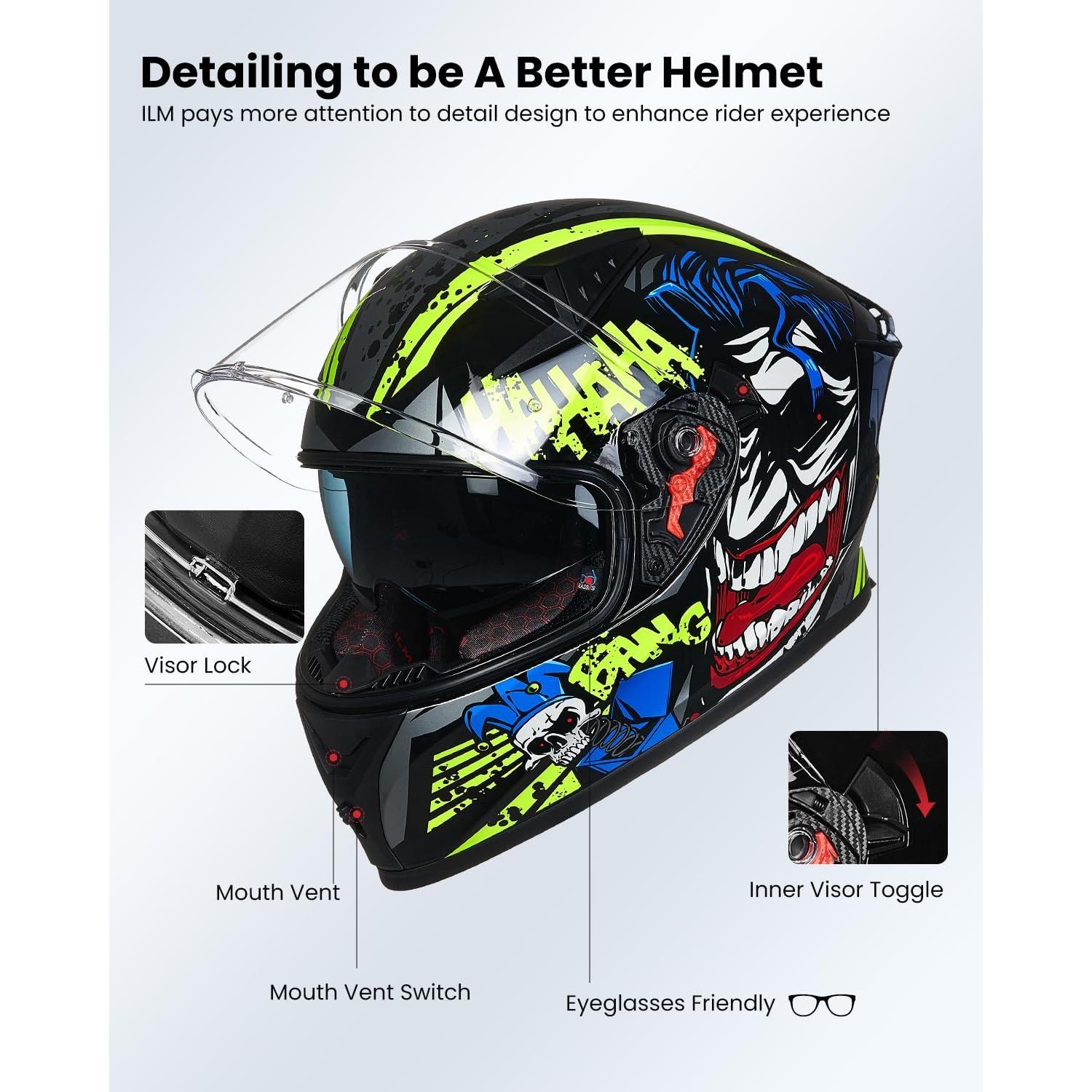 Casco de Motocicleta ILM Z501 Amarillo Sorpresa X-Large