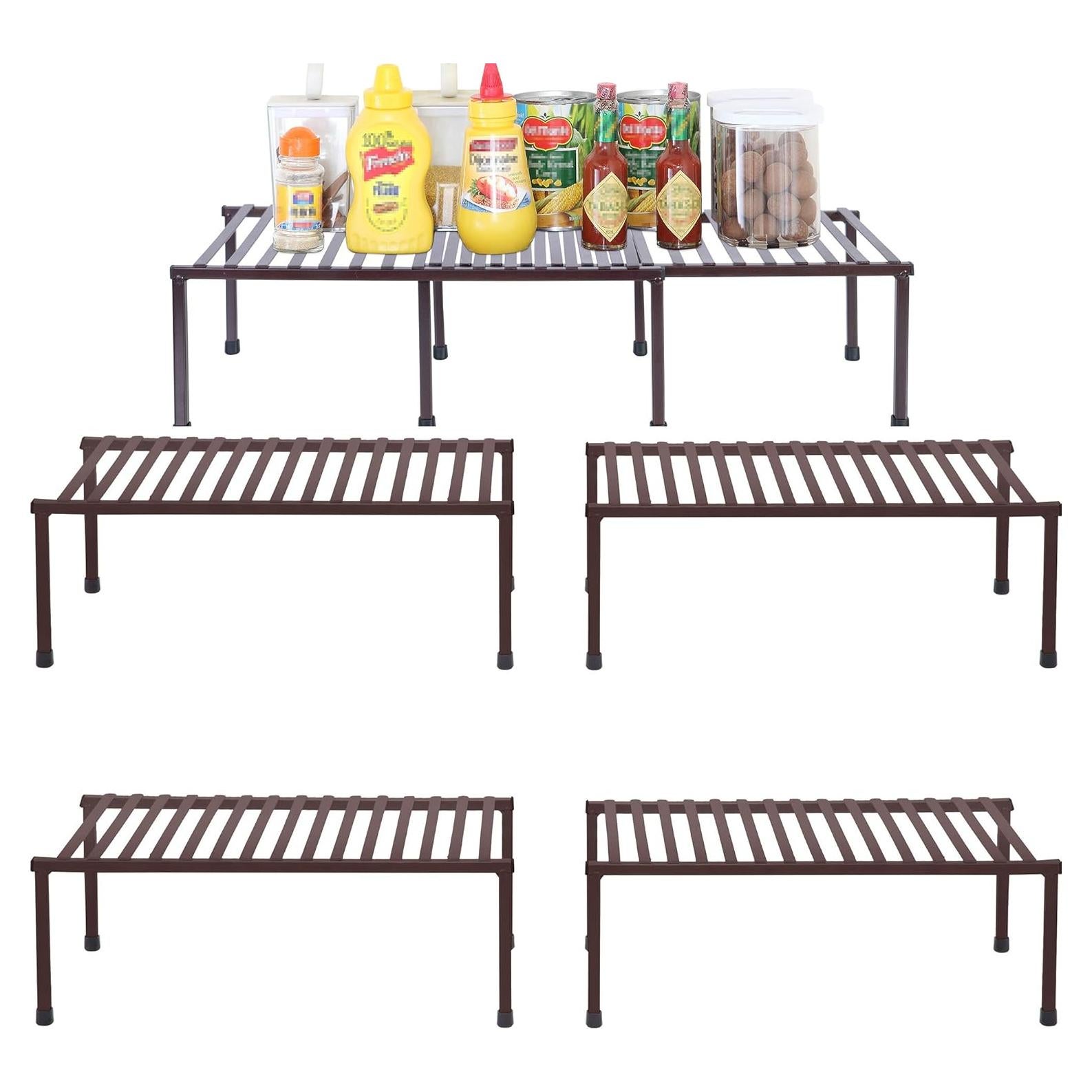 Estante de Cocina Expandible STORAGE MANIAC 4 Niveles Metal Marrón