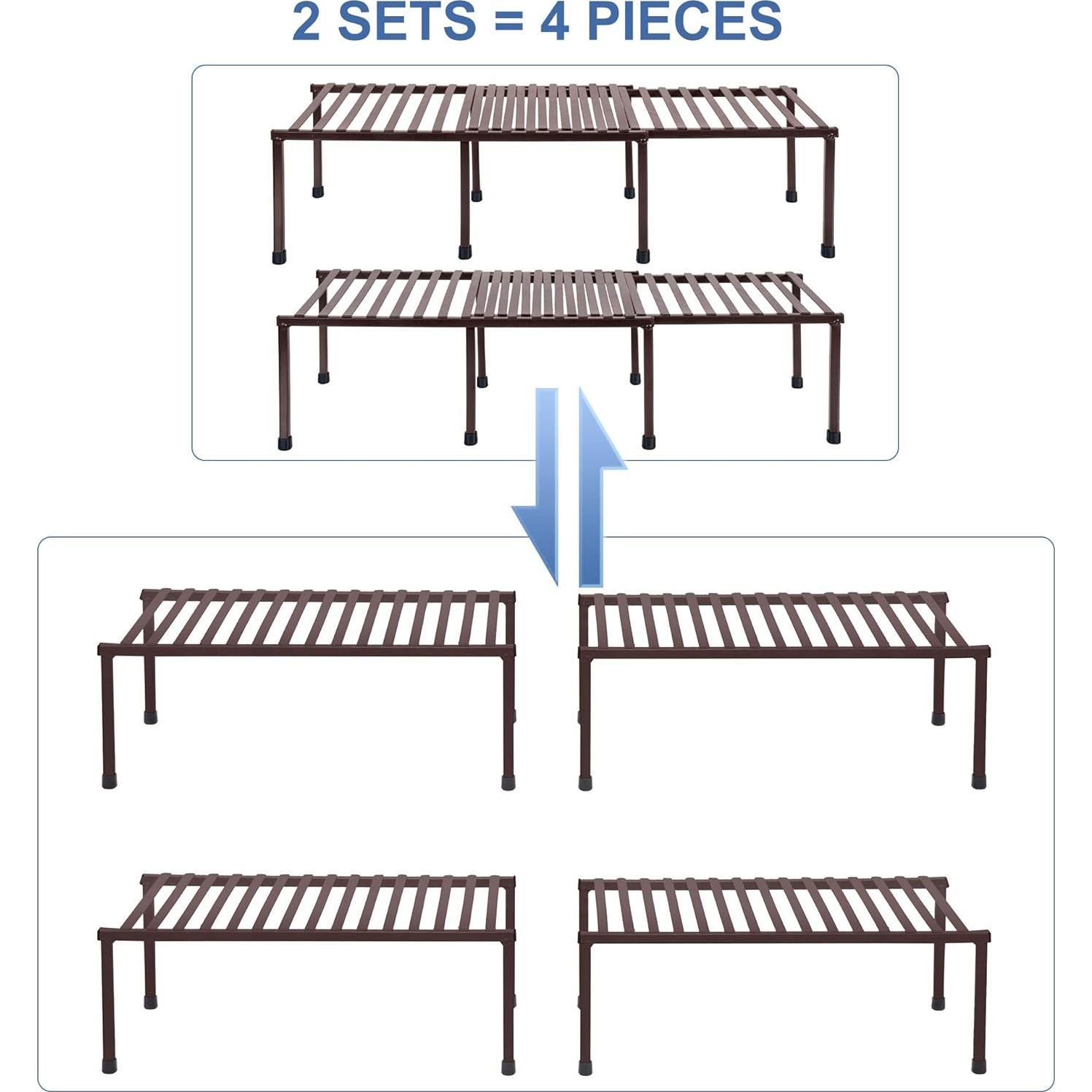 Estante de Cocina Expandible STORAGE MANIAC 4 Niveles Metal Marrón