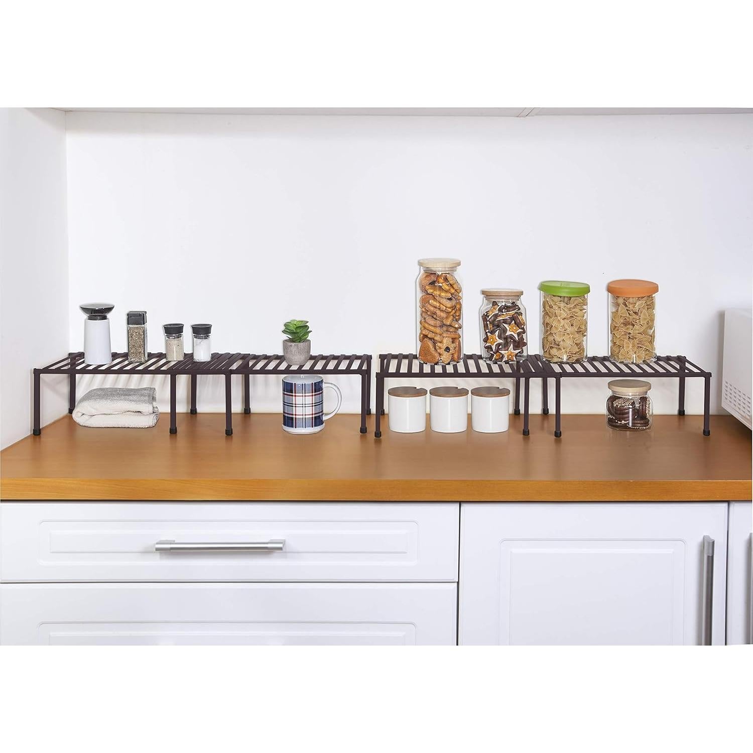 Estante de Cocina Expandible STORAGE MANIAC 4 Niveles Metal Marrón