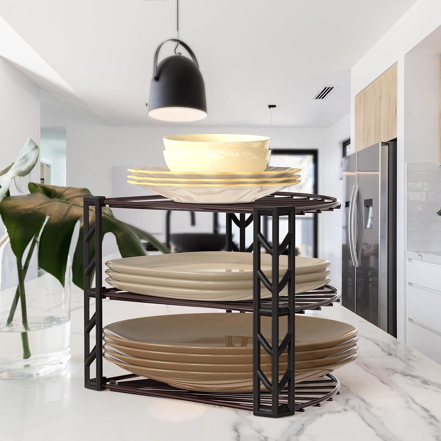 Organizador de Estante de Esquina 3 Niveles Simple Houseware Bronce