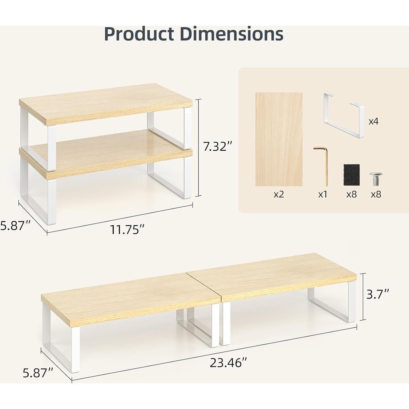 Estante Organizador de Gabinete PanPanPal, Madera Natural, 2 Pzas