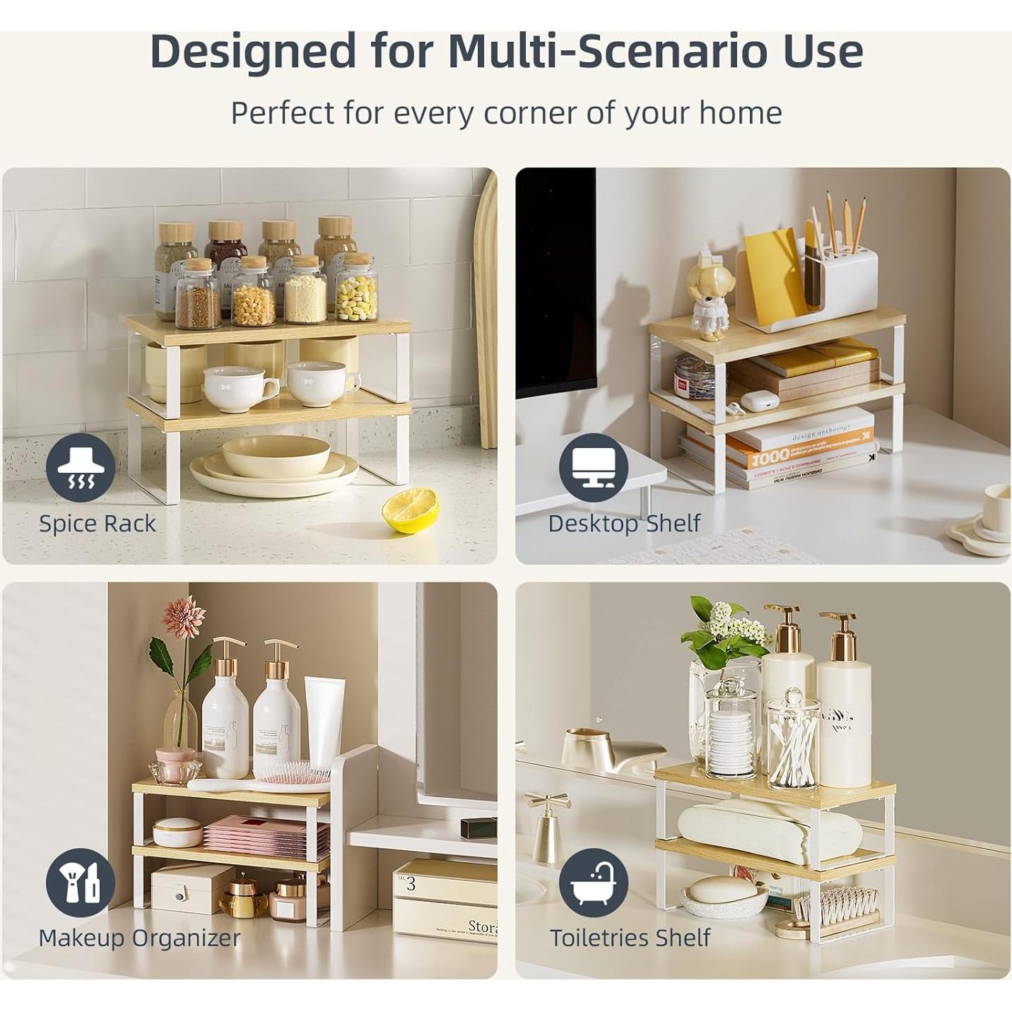 Estante Organizador de Gabinete PanPanPal, Madera Natural, 2 Pzas