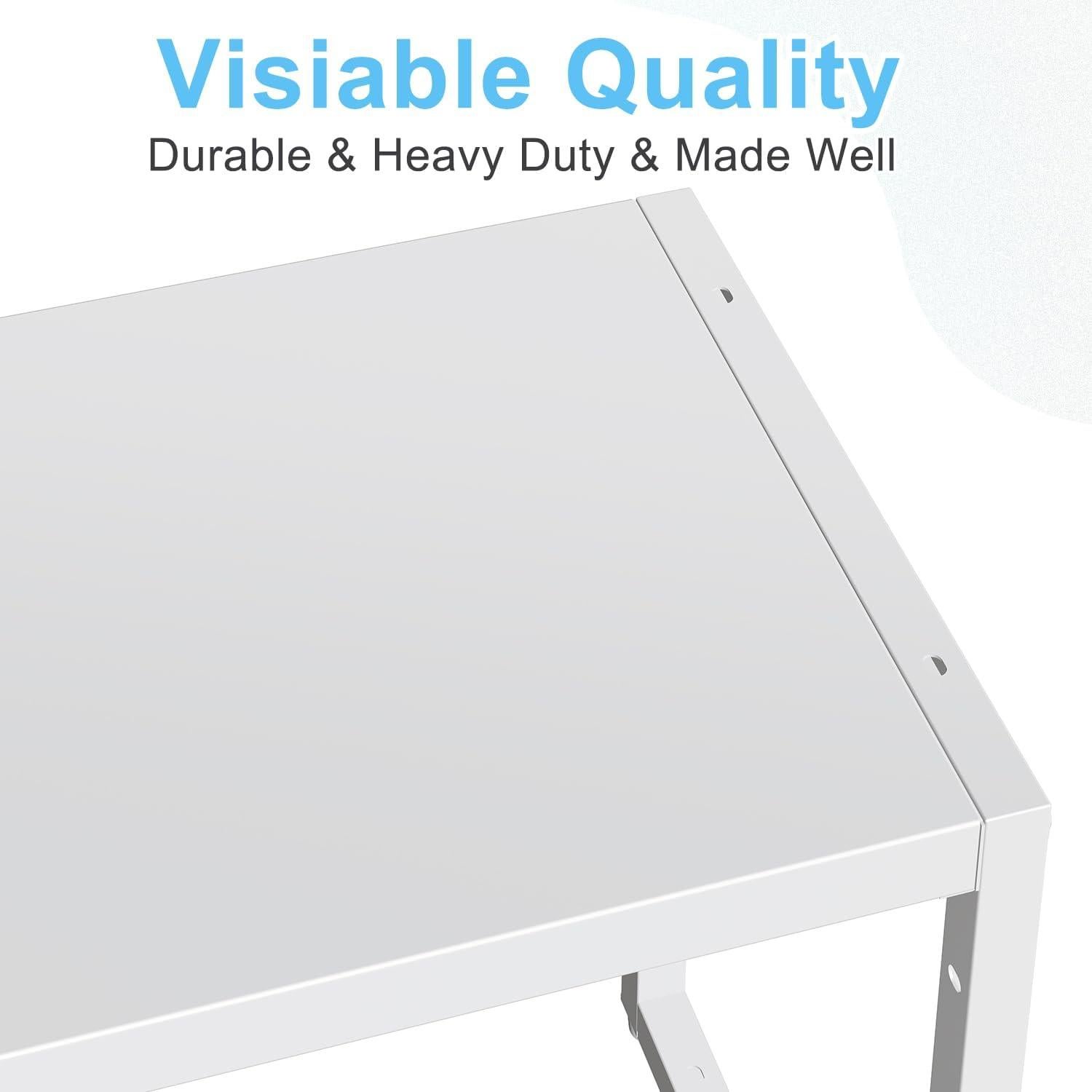 Expandable Kitchen Storage Shelves,110LBS Heavy Duty Metal Shelving Units and Storage For Small Appliance, Adjustable Stackble Storage Shelf Organizer For Kitchen Cabinet Pantry Warehouse Garage,White